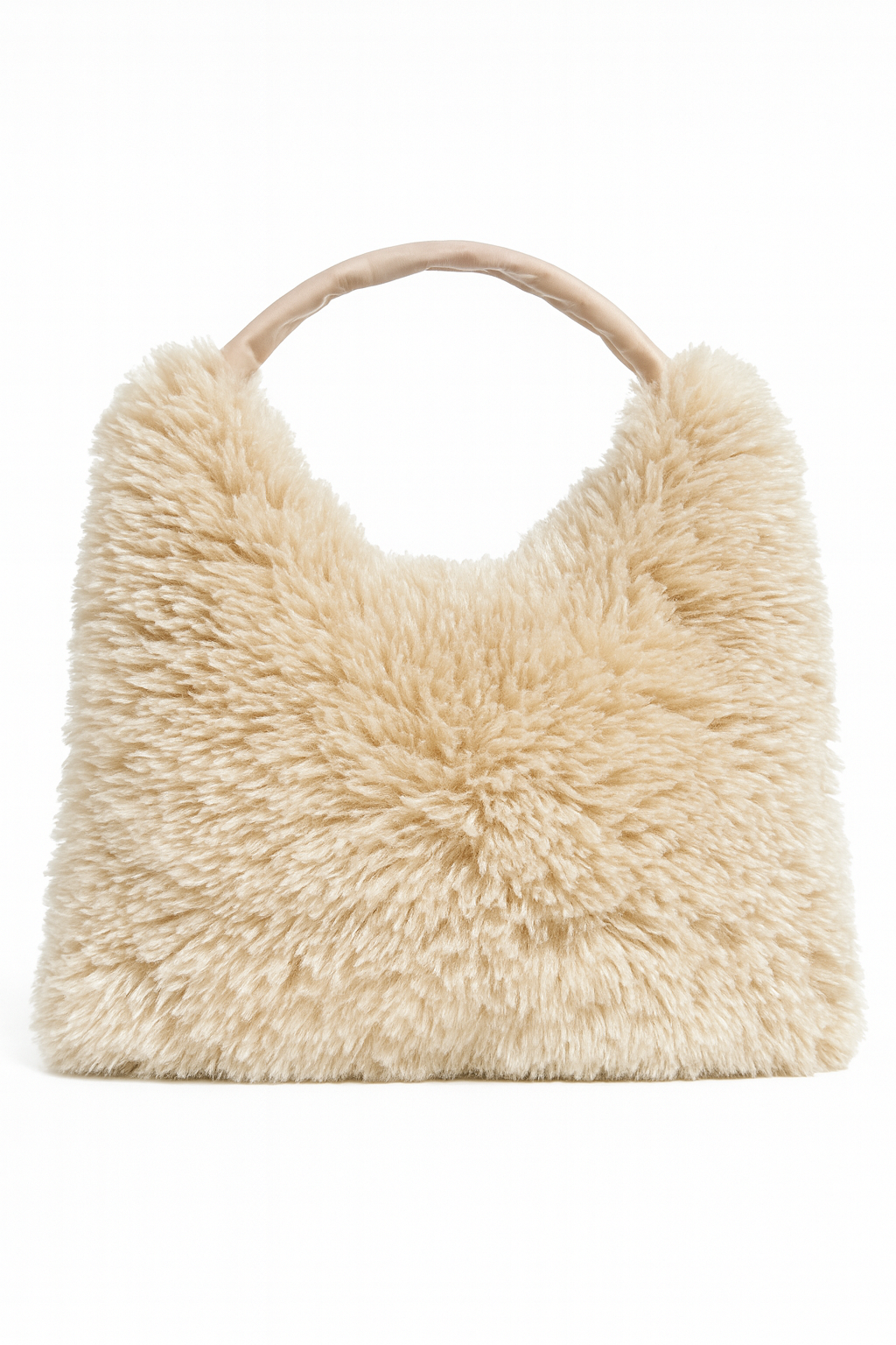 It-Bag Teddyfell Damen Creme – Flauschige Trend Handtasche mit Reißverschluss | Nur noch wenige Stück