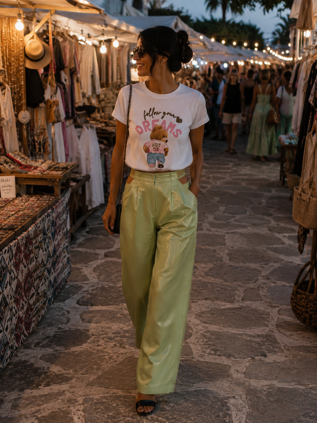 💚 Lime Glow Cut-Out Damen Hose – Sommerhose in Limettengrün mit Hüftdetails 💚