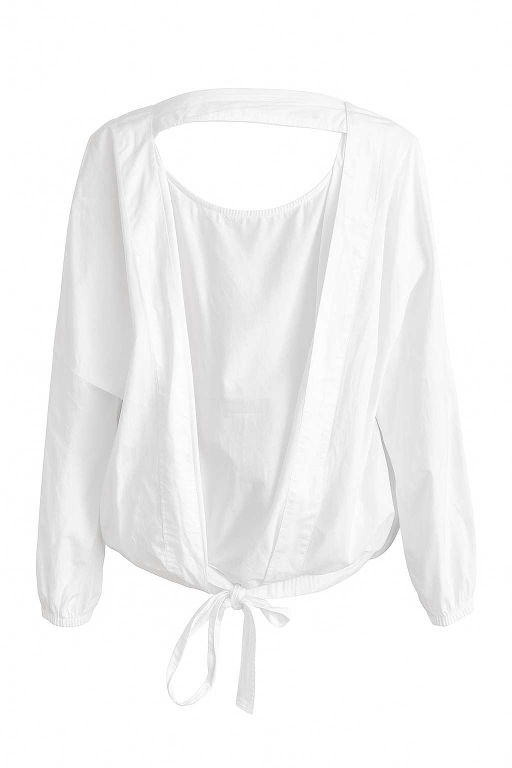 Weiße Bluse mit Rückendetail und Bindeband