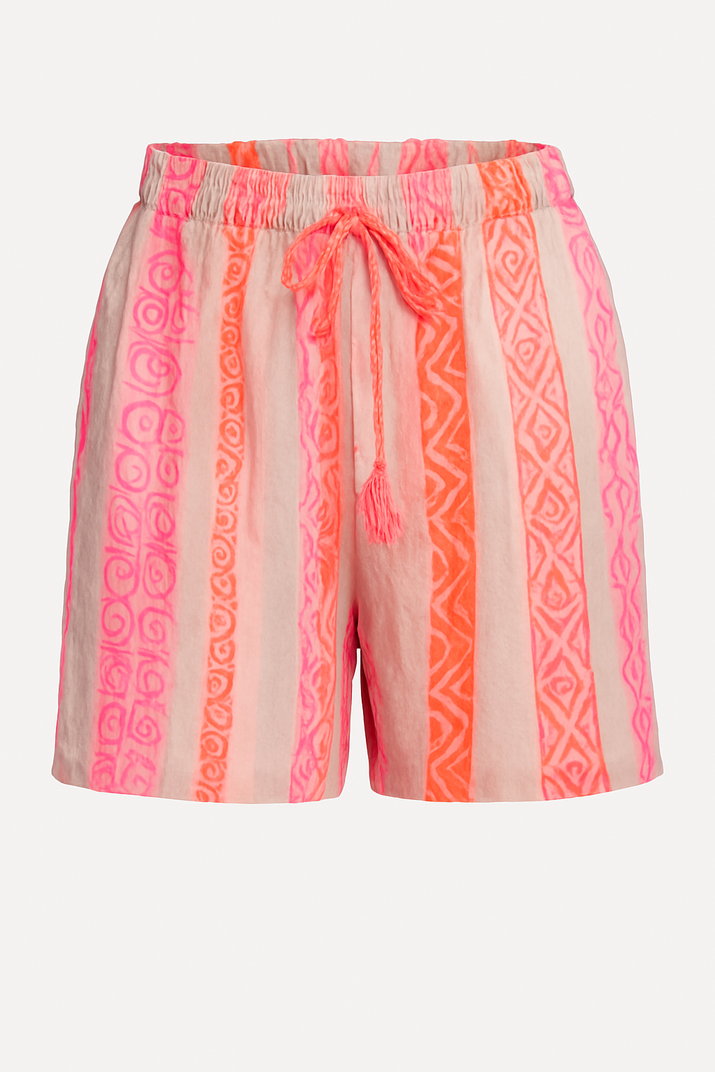 Baumwoll-Shorts mit buntem Ethno-Muster