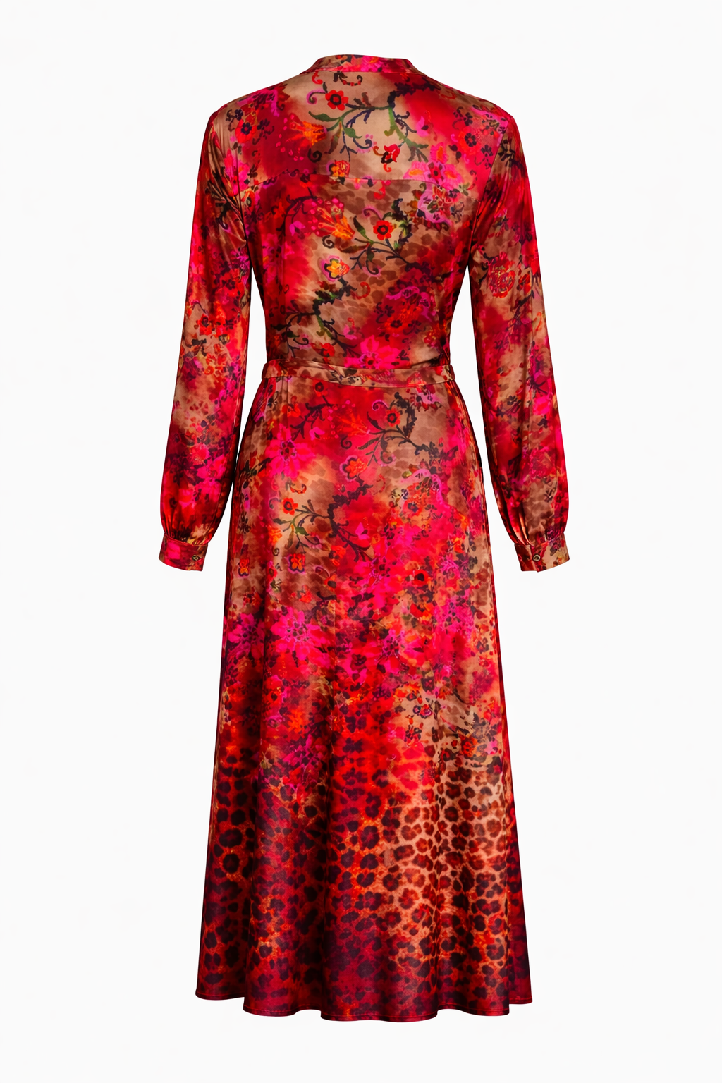 Yippie Hippie Maxikleid Damen Rot – Elegantes Viskose Kleid mit Gürtel