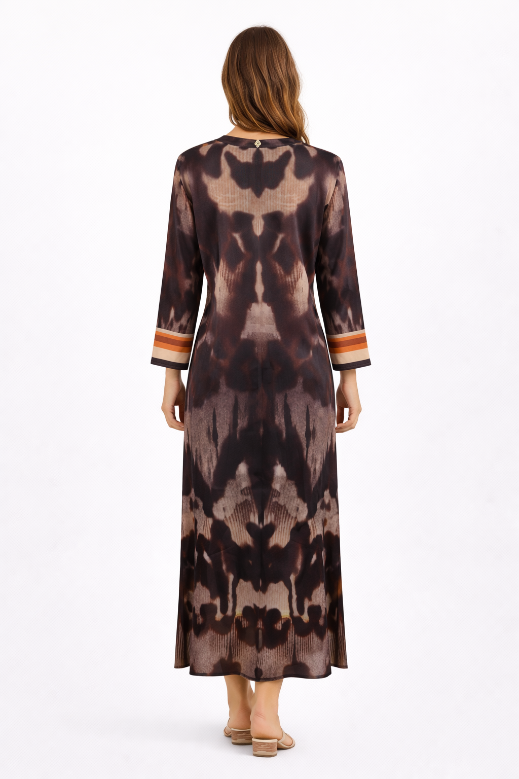 Yippie Hippie Maxikleid Braun – 100% Viskose, Langarm, Seitentaschen, Boho Sommerkleid Damen