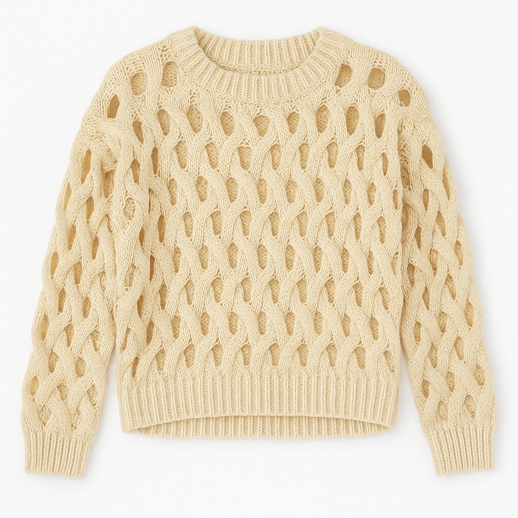 Cream Cloud – Offener Strickpullover