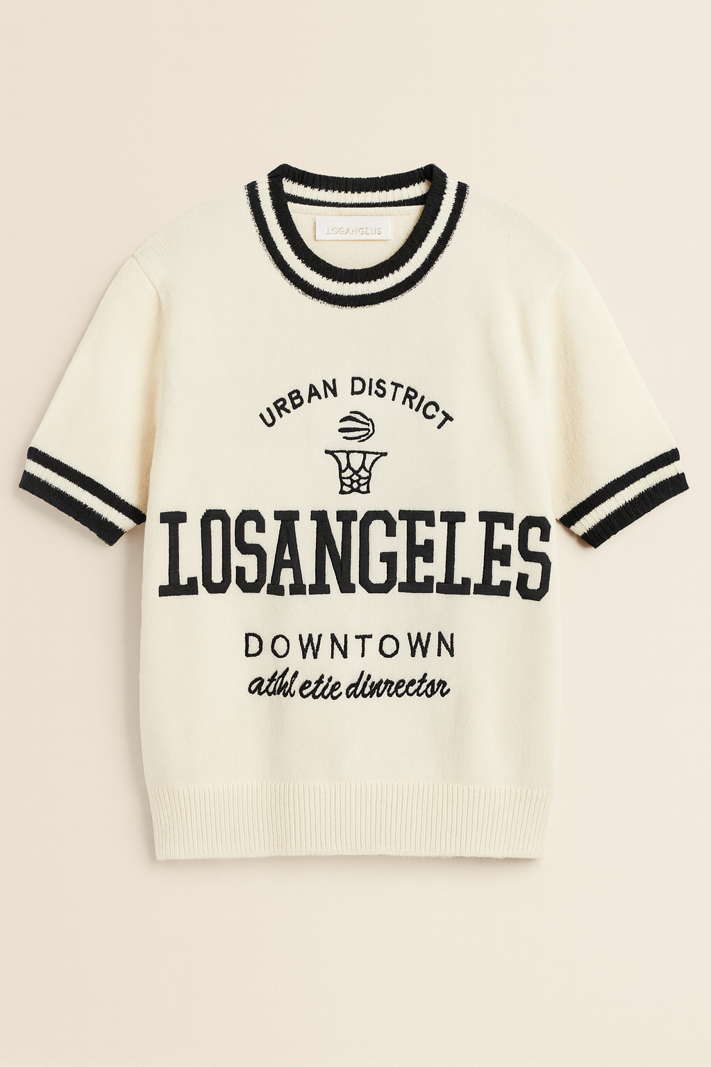 Los Angeles Damen Strickshirt Creme | Kurzarm Feinstrick Pullover mit Viskose | Boutique in Heaven 36-40