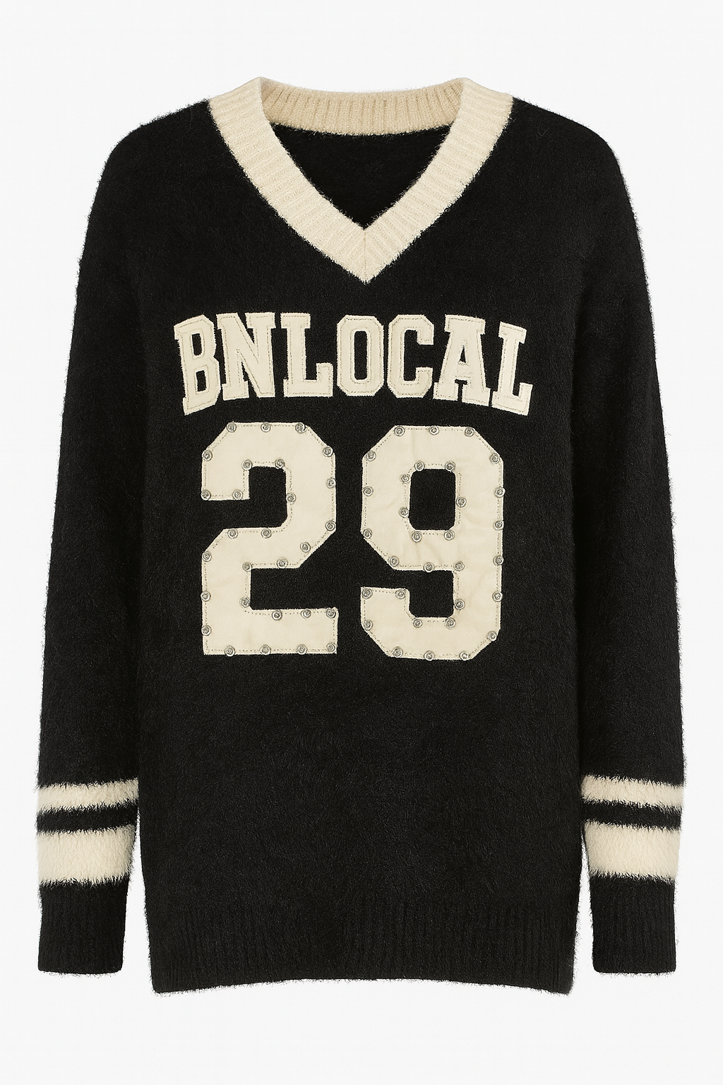 Pullover „Varsity Glam“ – Schwarz/Weiss