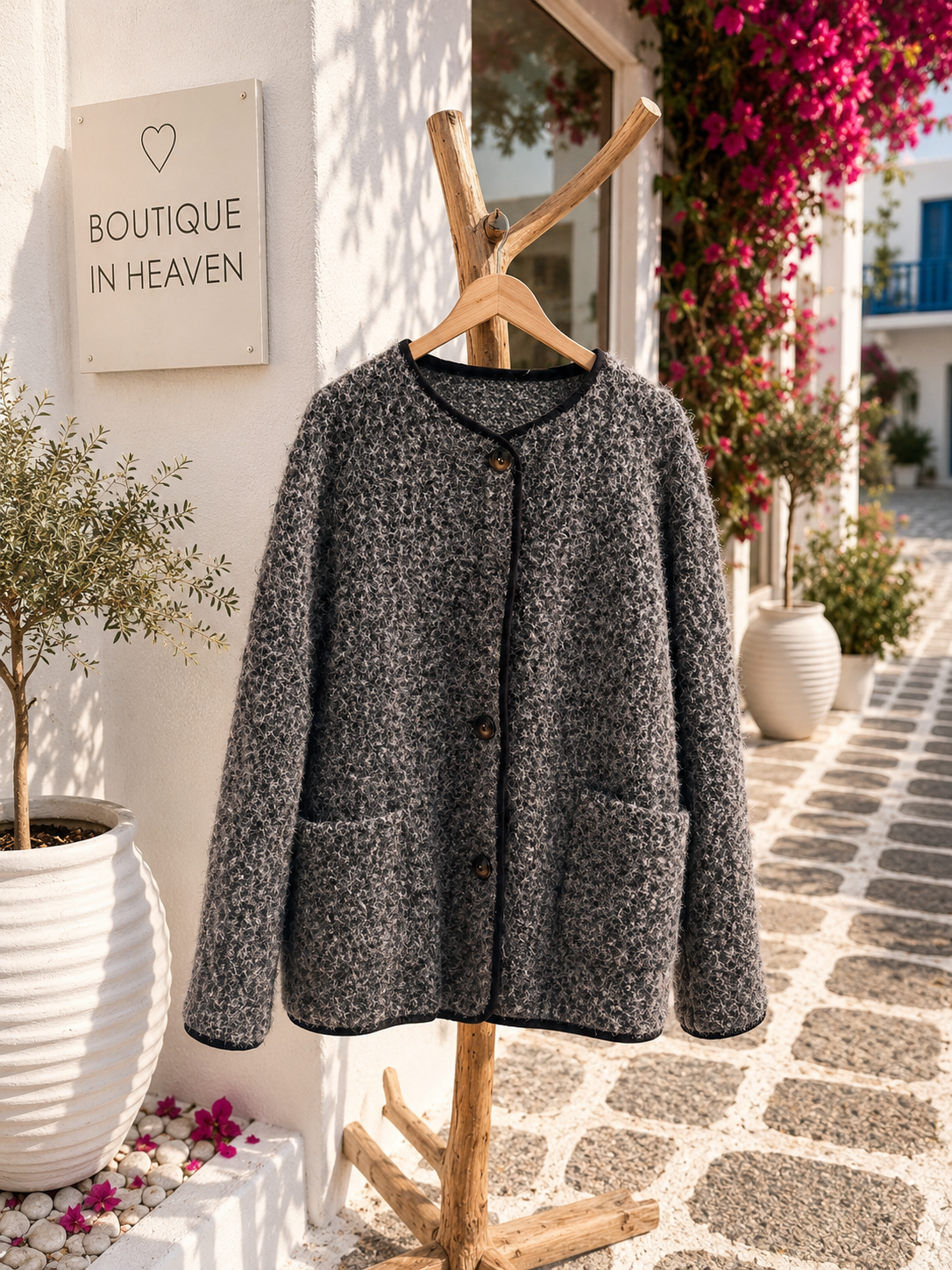 Alpine Chic Cuddle Jacket – Trendy Bouclé Jacket in Anthracite | Sizes 40–46