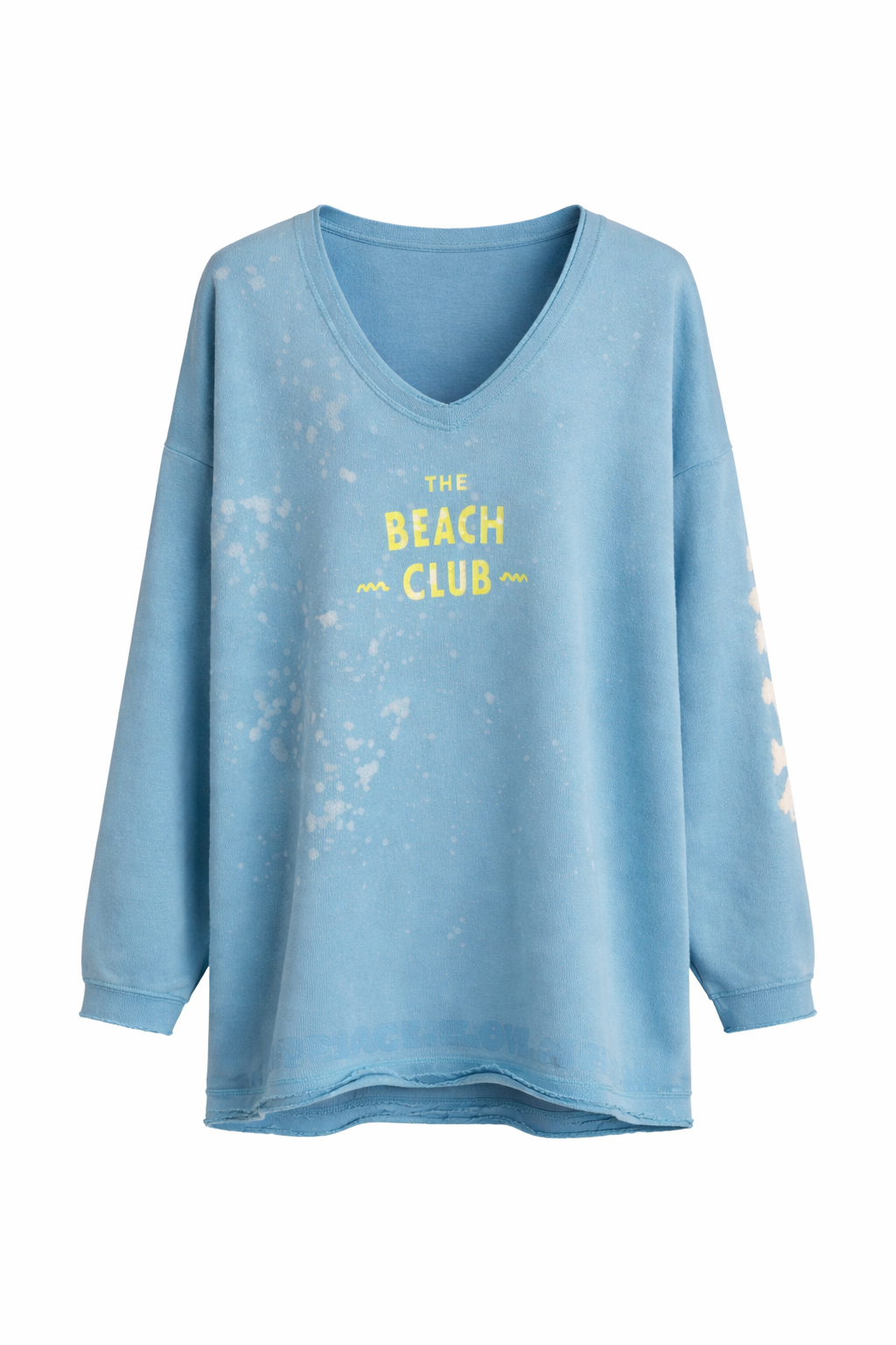 Hippie Hippie Sweatshirt Beach Club Hellblau | 100% Baumwolle | Oversize Damen Sweatshirt | V-Ausschnitt