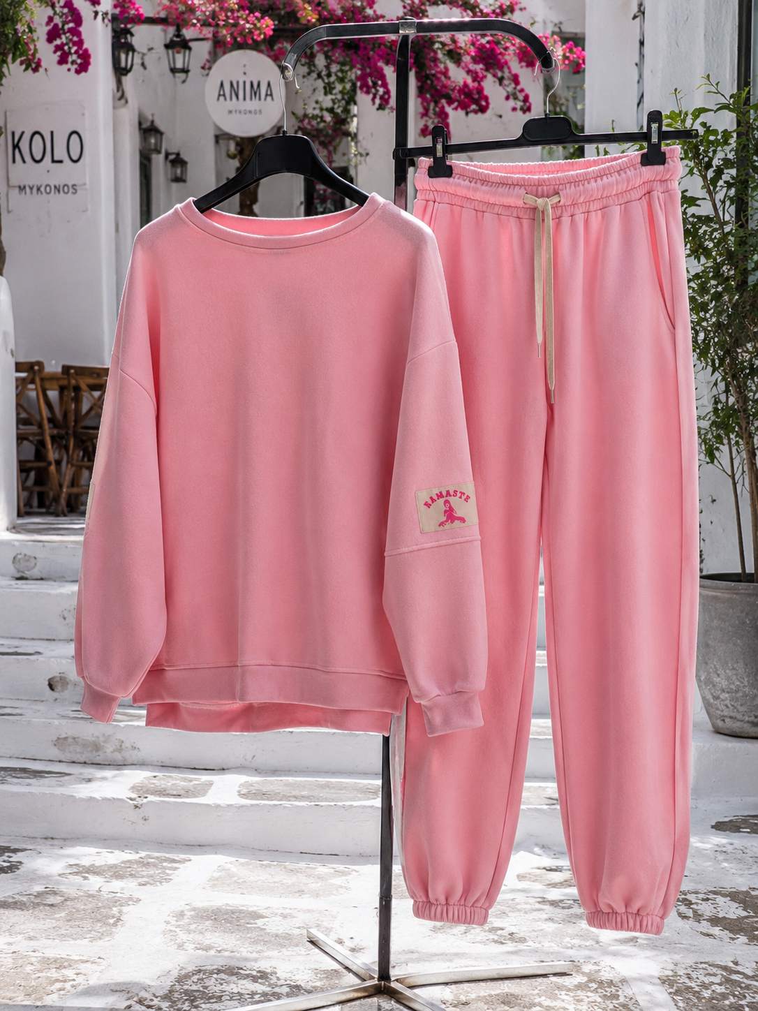 ✨ Namaste Sunshine Lounge Set Gelb Hellblau Braun Rosa – Flauschiger Damen Zweiteiler mit Baumwolle 38-42