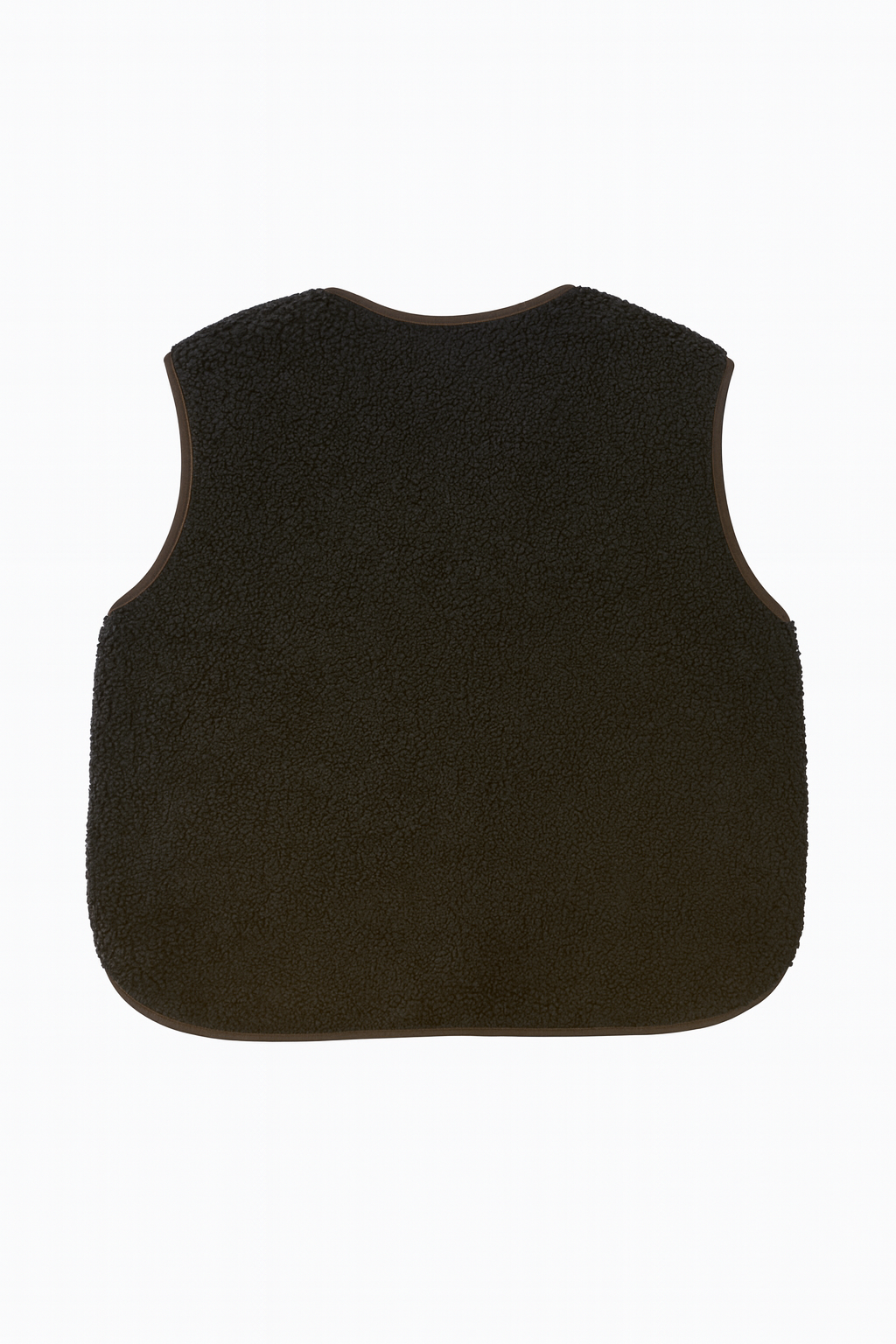 Kuschelige Teddy-Weste in Schwarz mit braunen Details