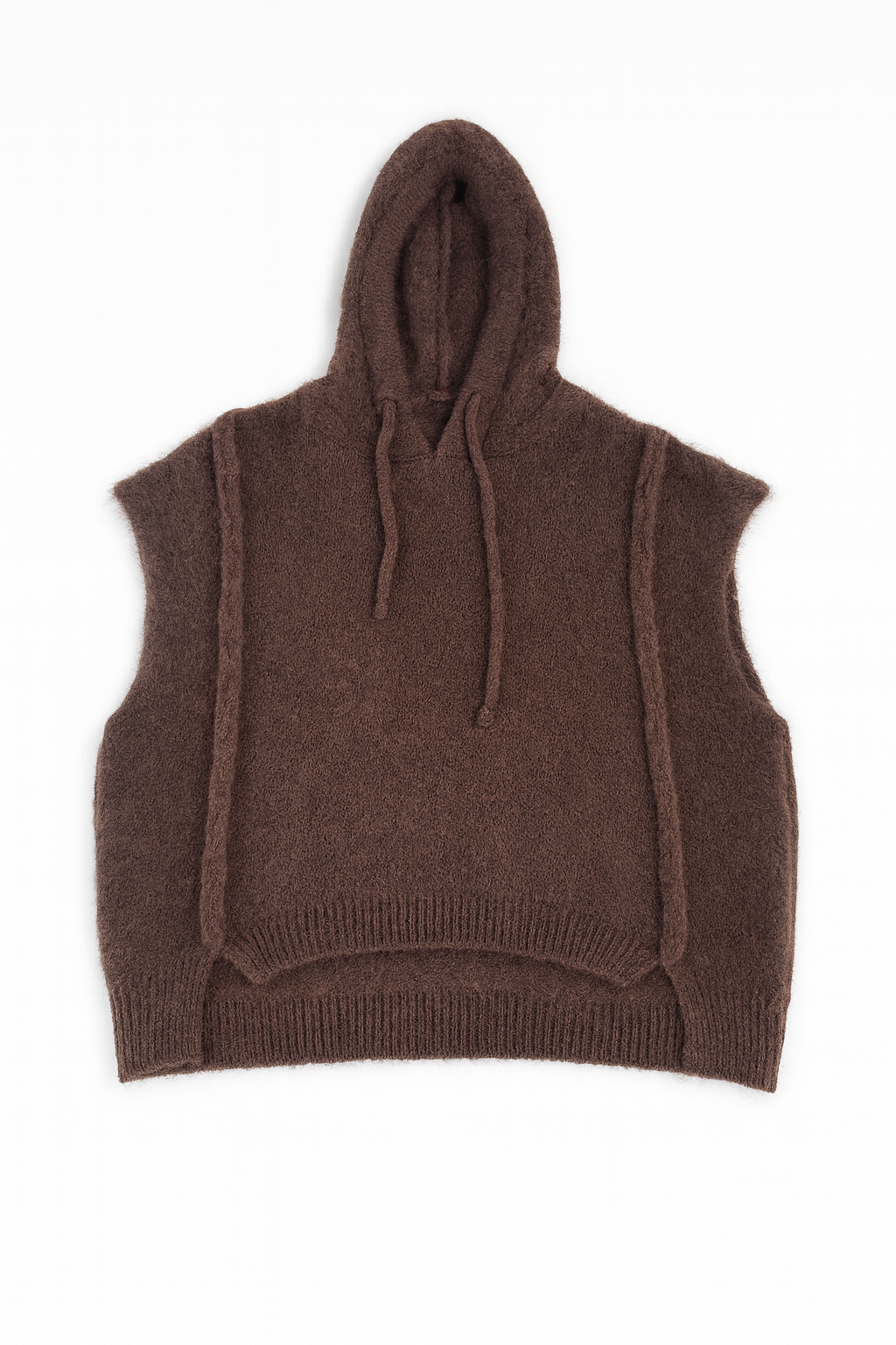 Luxus Mohair Kapuzenpullover Braun – Damen Strickpullover mit Kapuze | Premium Kid Mohair Pullunder 38–42
