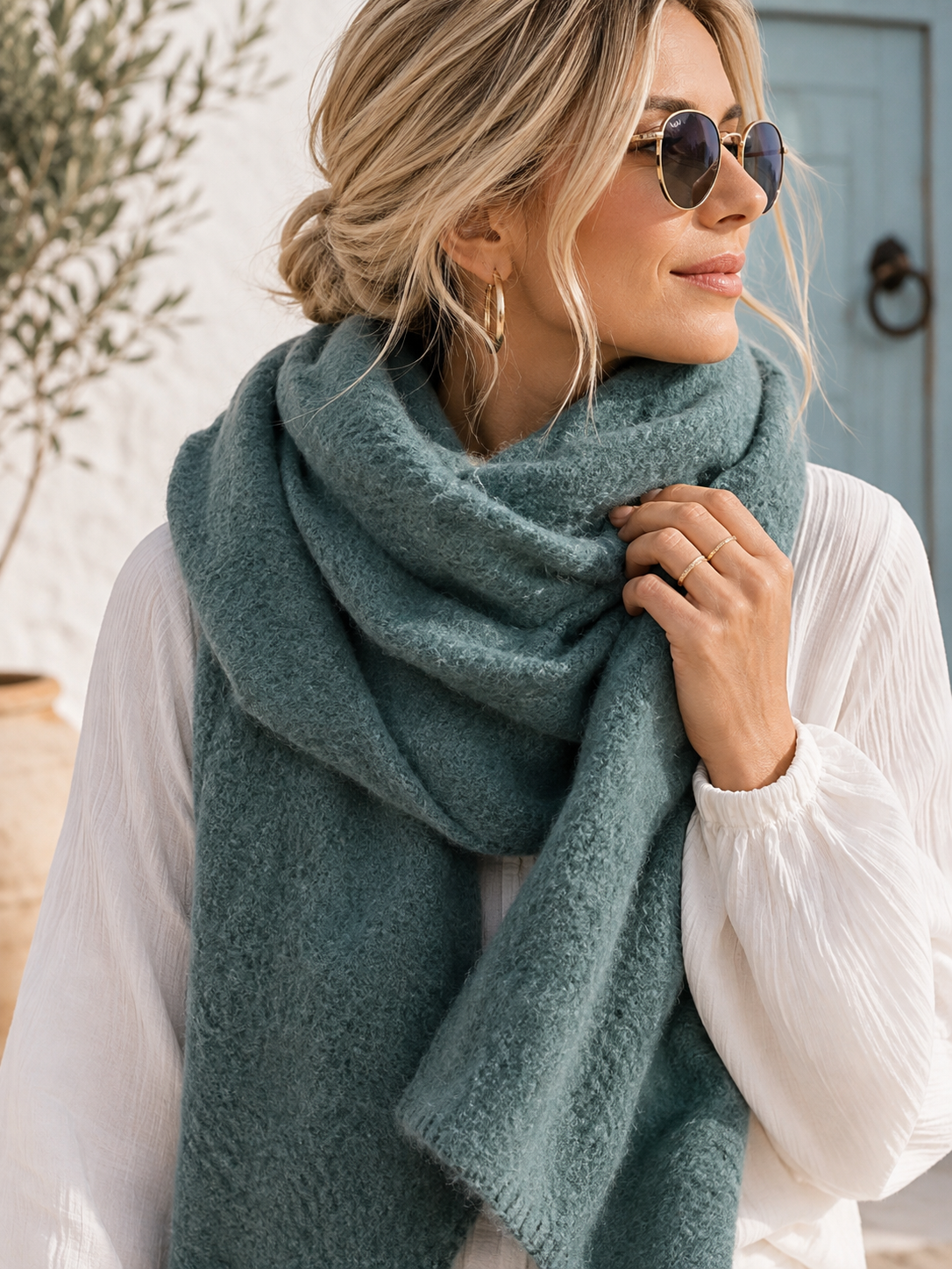 Damen Schal Grün – weicher Schal elegant & leicht – stilvoller Halstuch Look