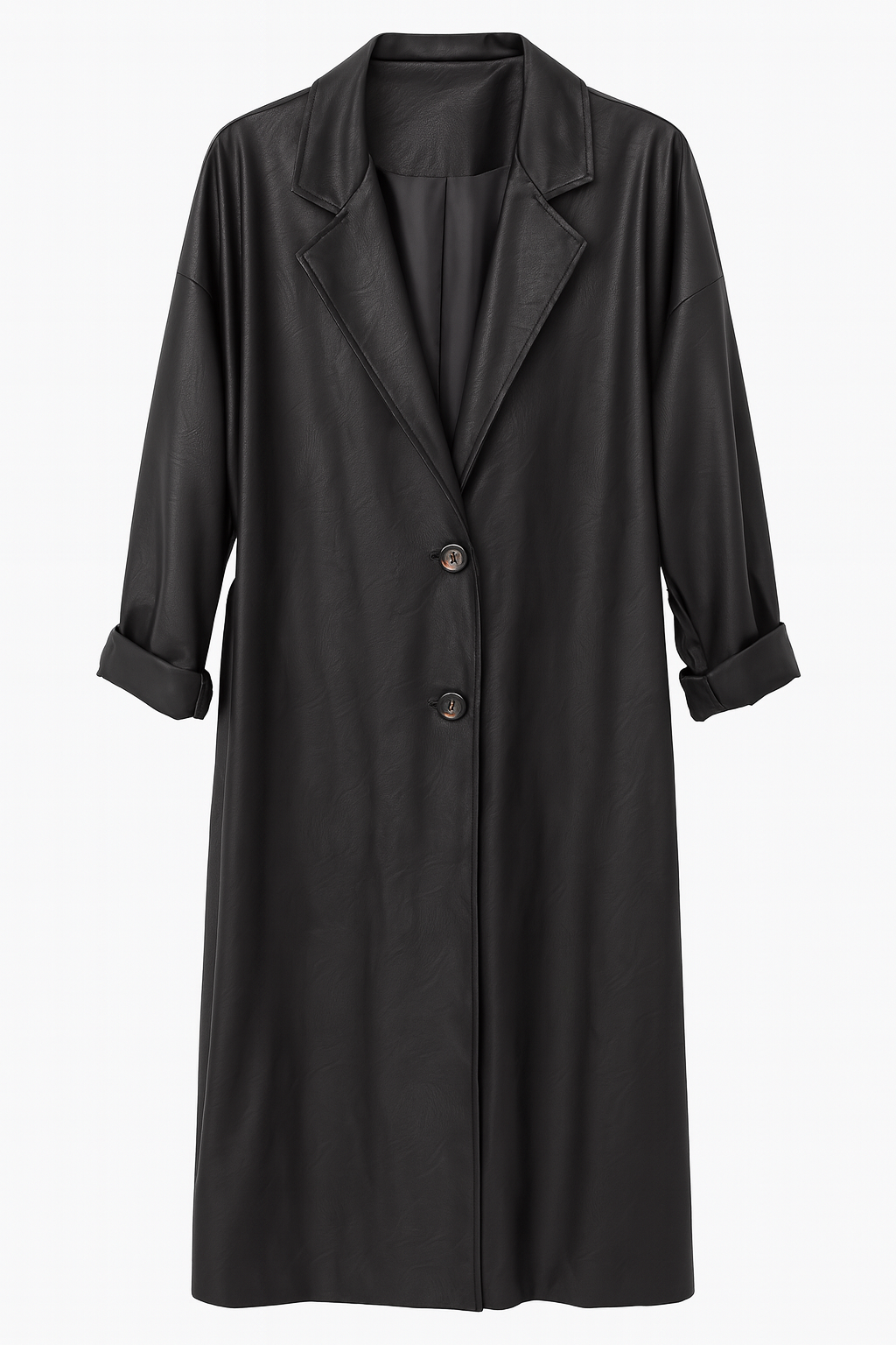 Oversize-Ledermantel – Schwarze Lederoptik