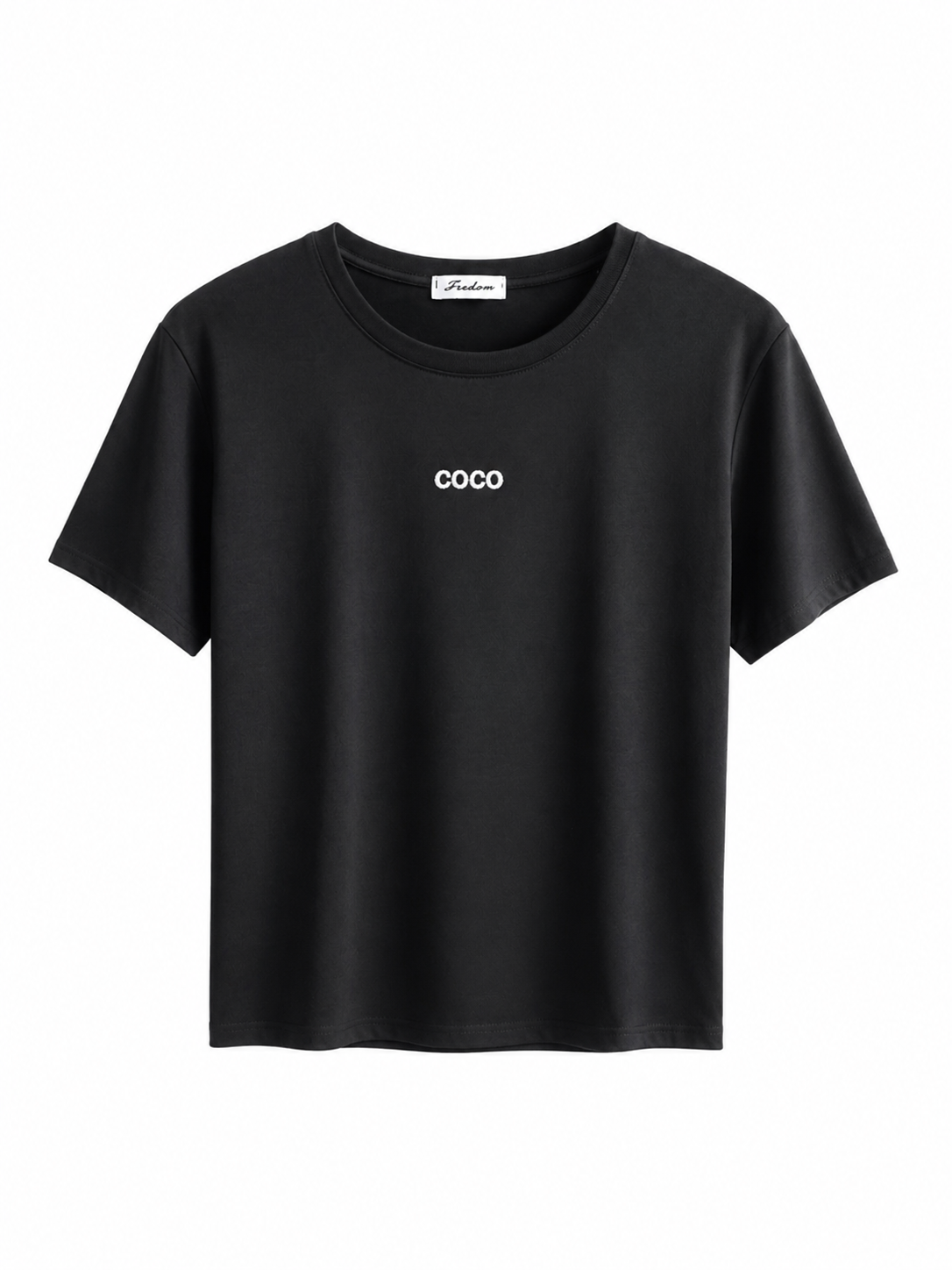 COCO Glam T-Shirt Schwarz – Funkelnder Strass-Schriftzug | Premium Baumwolle | 38–42