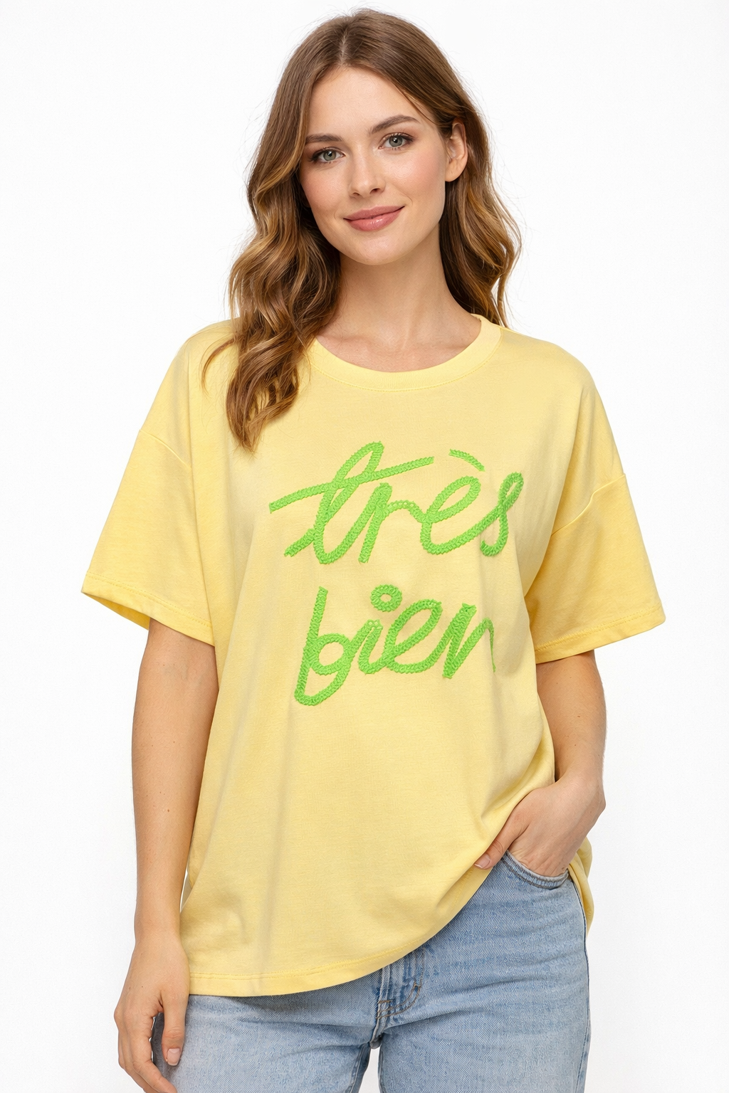 Oversize Damen T-Shirt „Très Bien“ – Kurzarm Sommer Shirt Größe 38-44