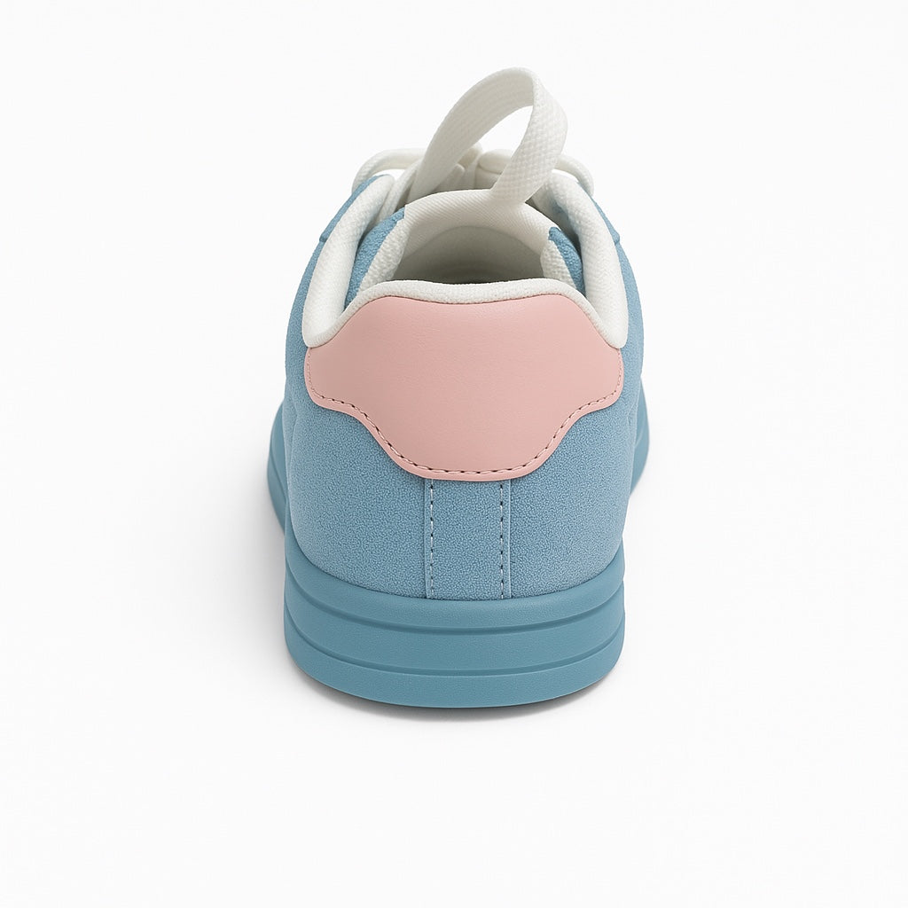 Damen Sneaker Hellblau Rosa – Wildleder-Optik Sommerschuh Sky Bloom