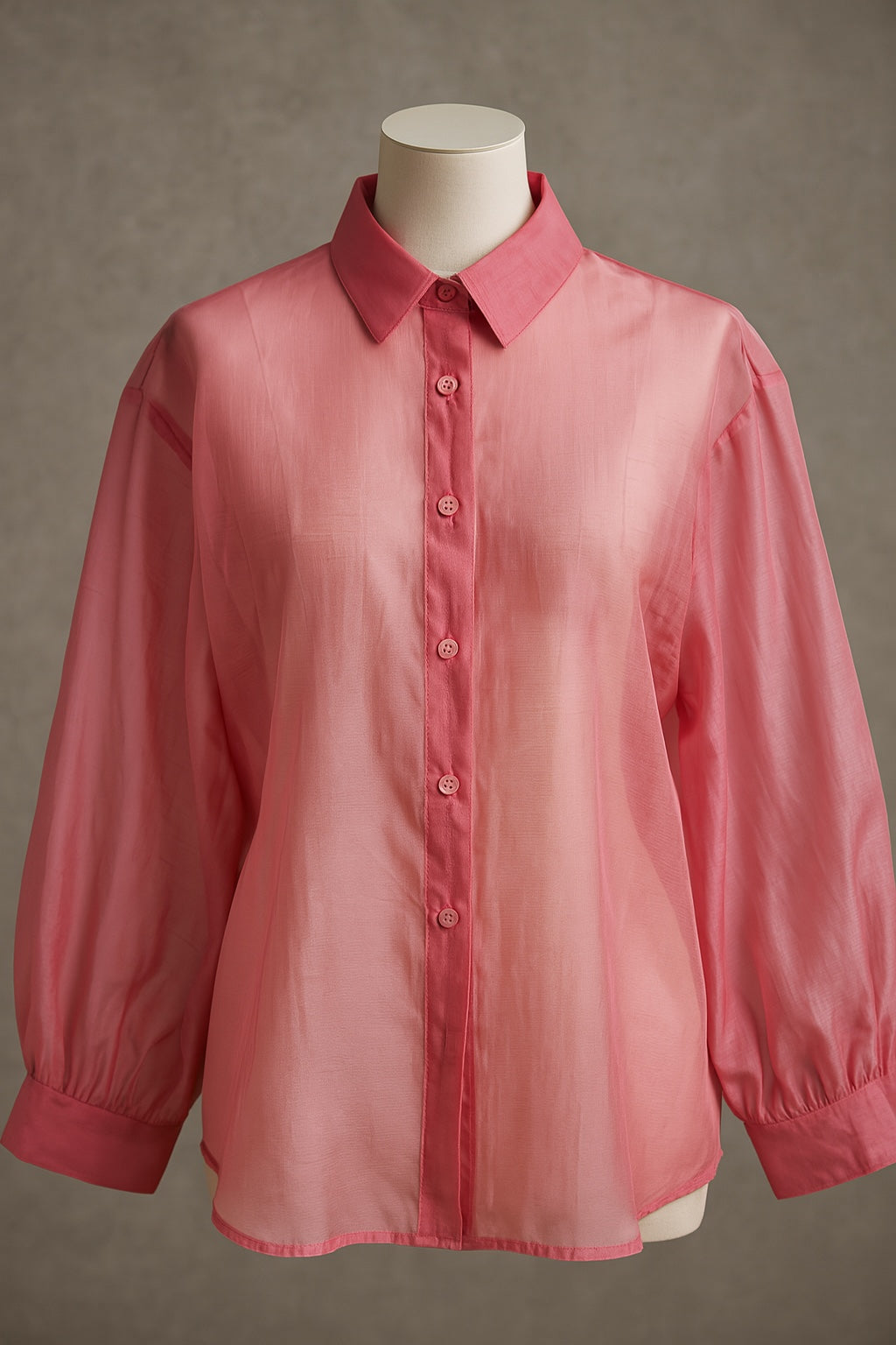 Damen Bluse Pink – elegante semitransparente Oversize Bluse mit Hemdkragen | One Size 38–44