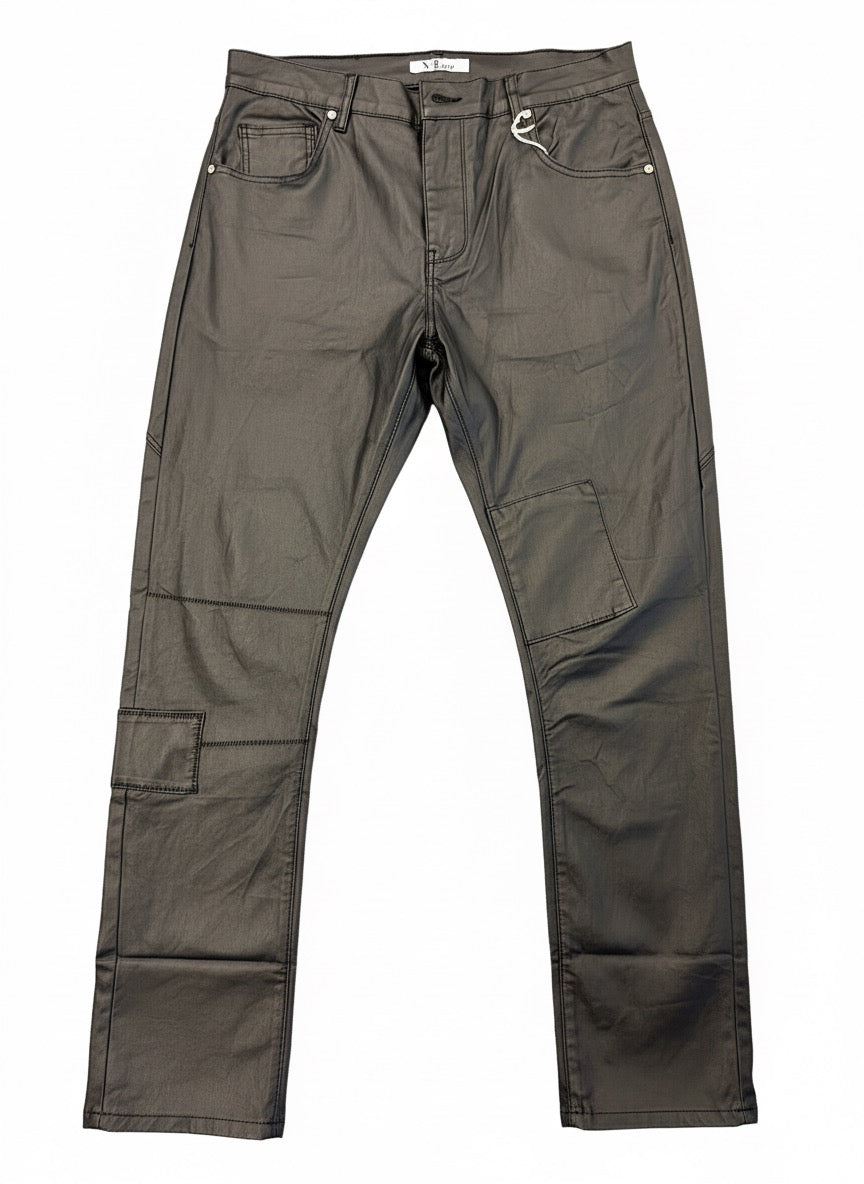 Schwarze Leder-Imitat Hose