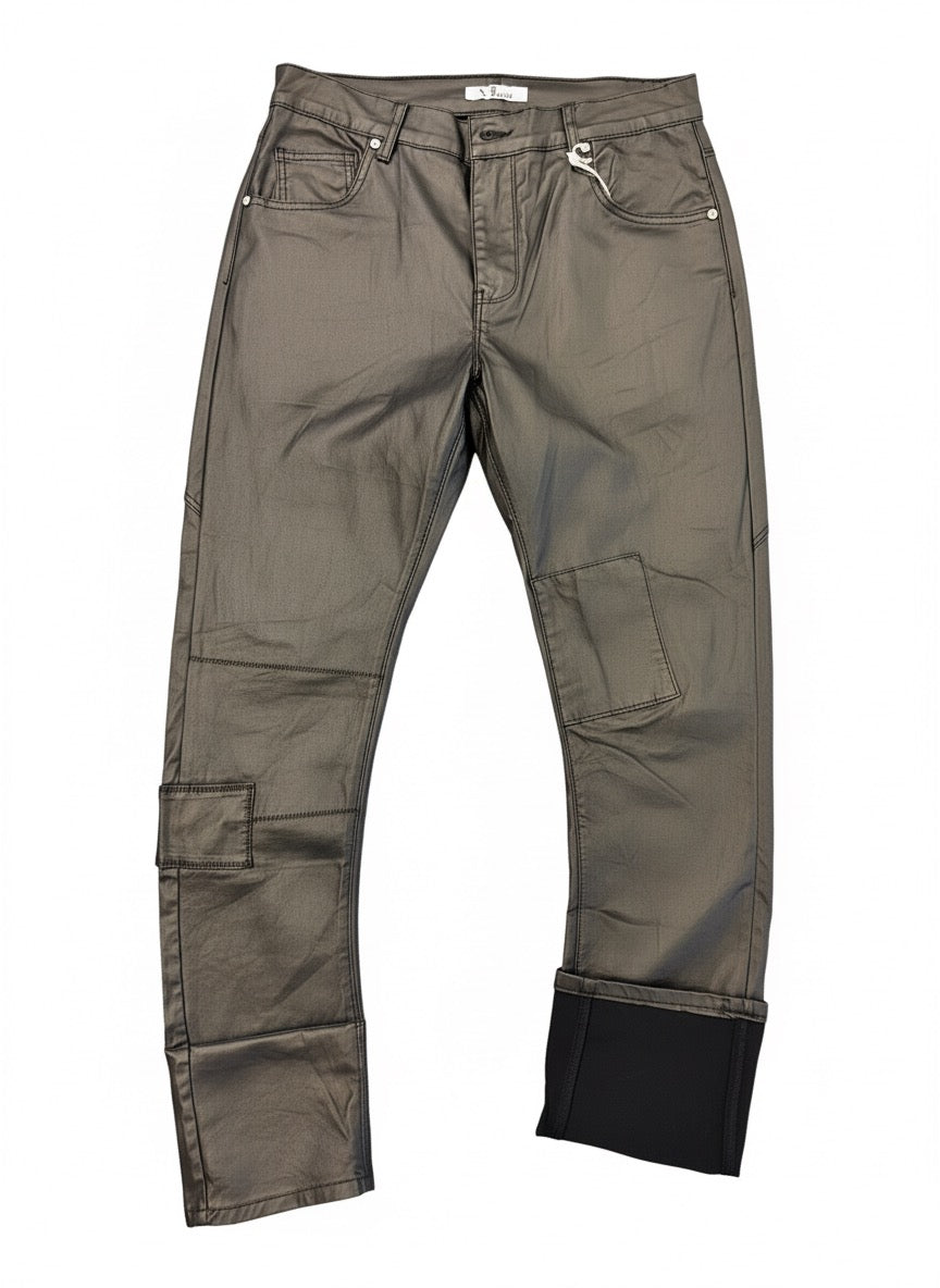 Schwarze Leder-Imitat Hose