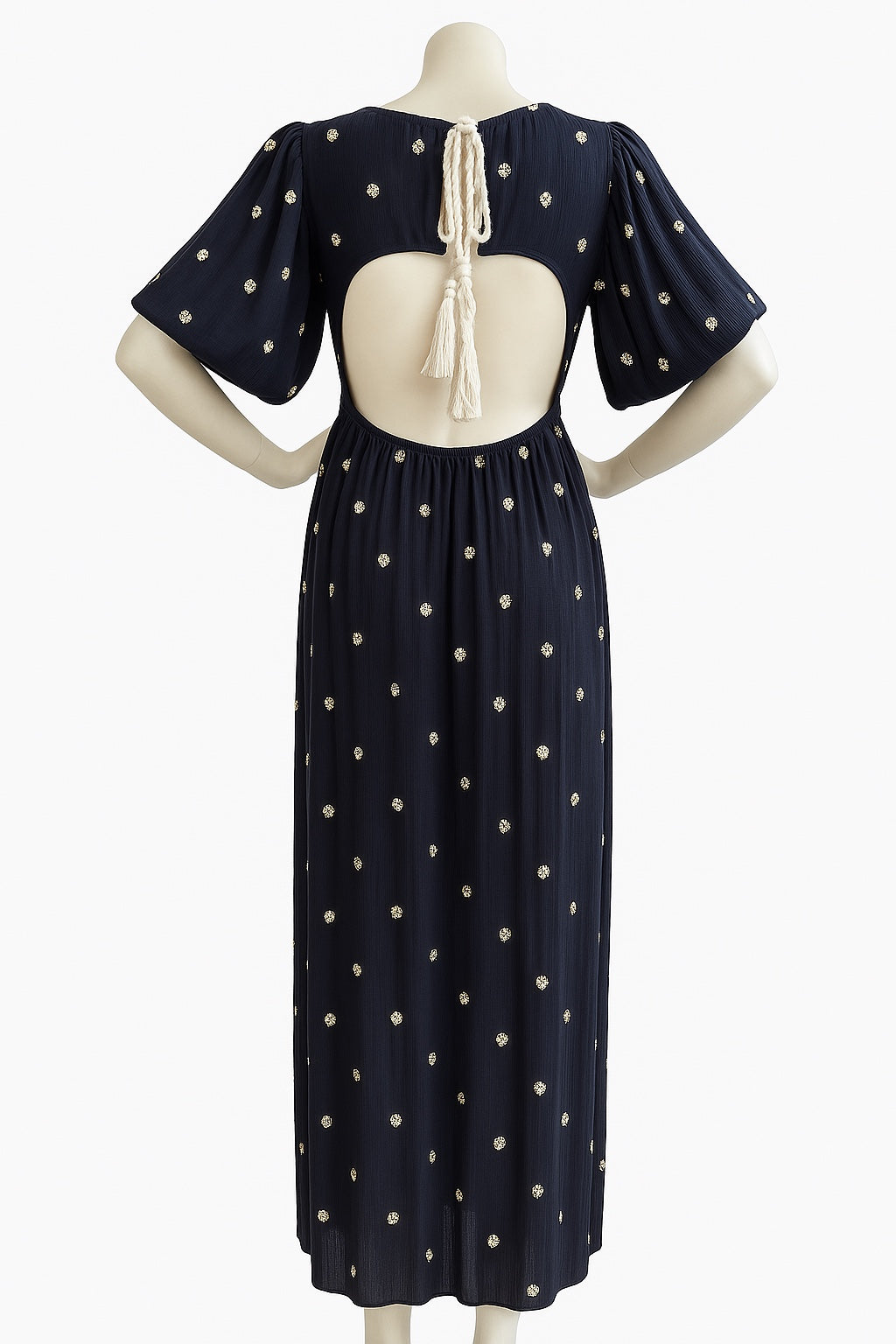 Elegantes Viskosekleid Maxikleid in Schwarz mit Goldstickerei