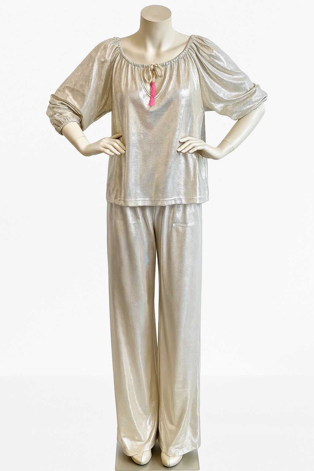 🌸 Yippie Hippie Glitzer Bluse – Stylische Bluse mit Glamour-Effekt