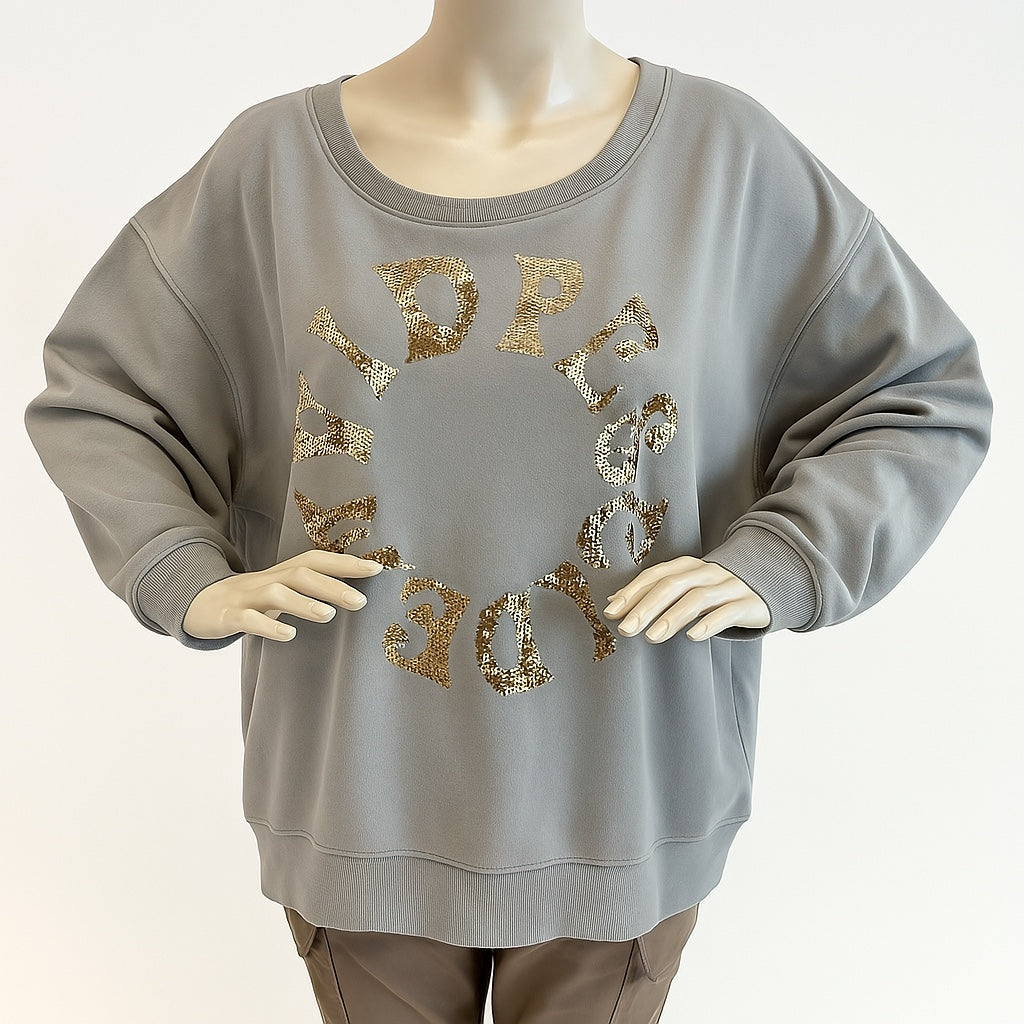 Yippie Hippie Grauen Pullover mit Pailletten-Verzierung