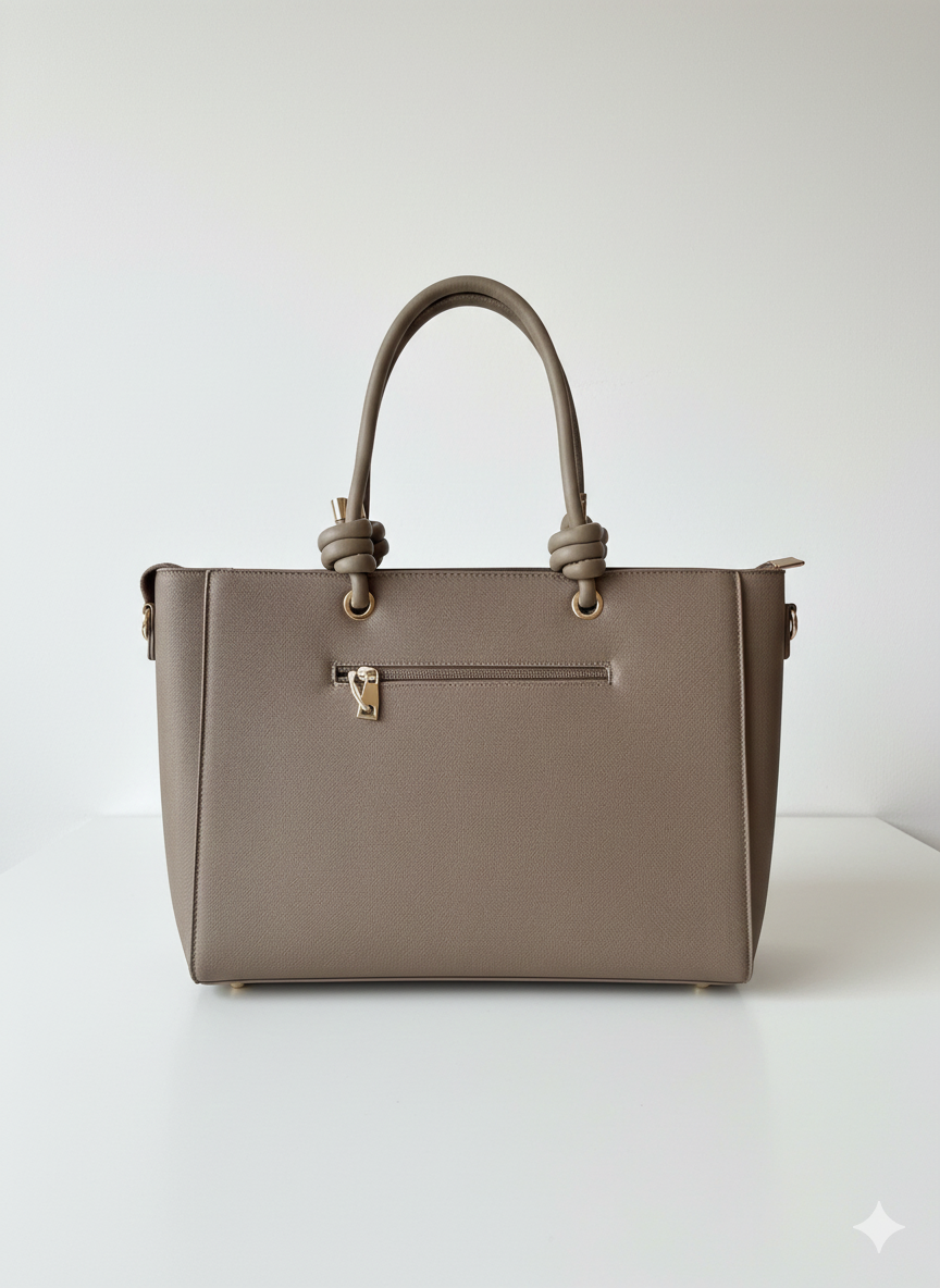 Elegante Damen Handtasche Taupe – Shopper mit Reißverschluss & Umhängegurt | Stilvolle Schultertasche