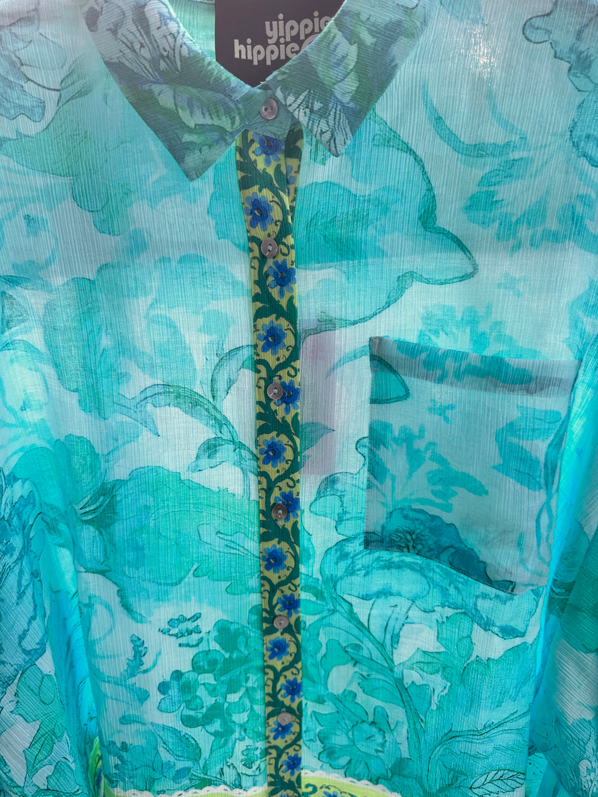 Hippie Hippie Bluse Türkis Aqua | Luxus Oversize Viskosebluse | Ibiza & Mykonos Style 🌴