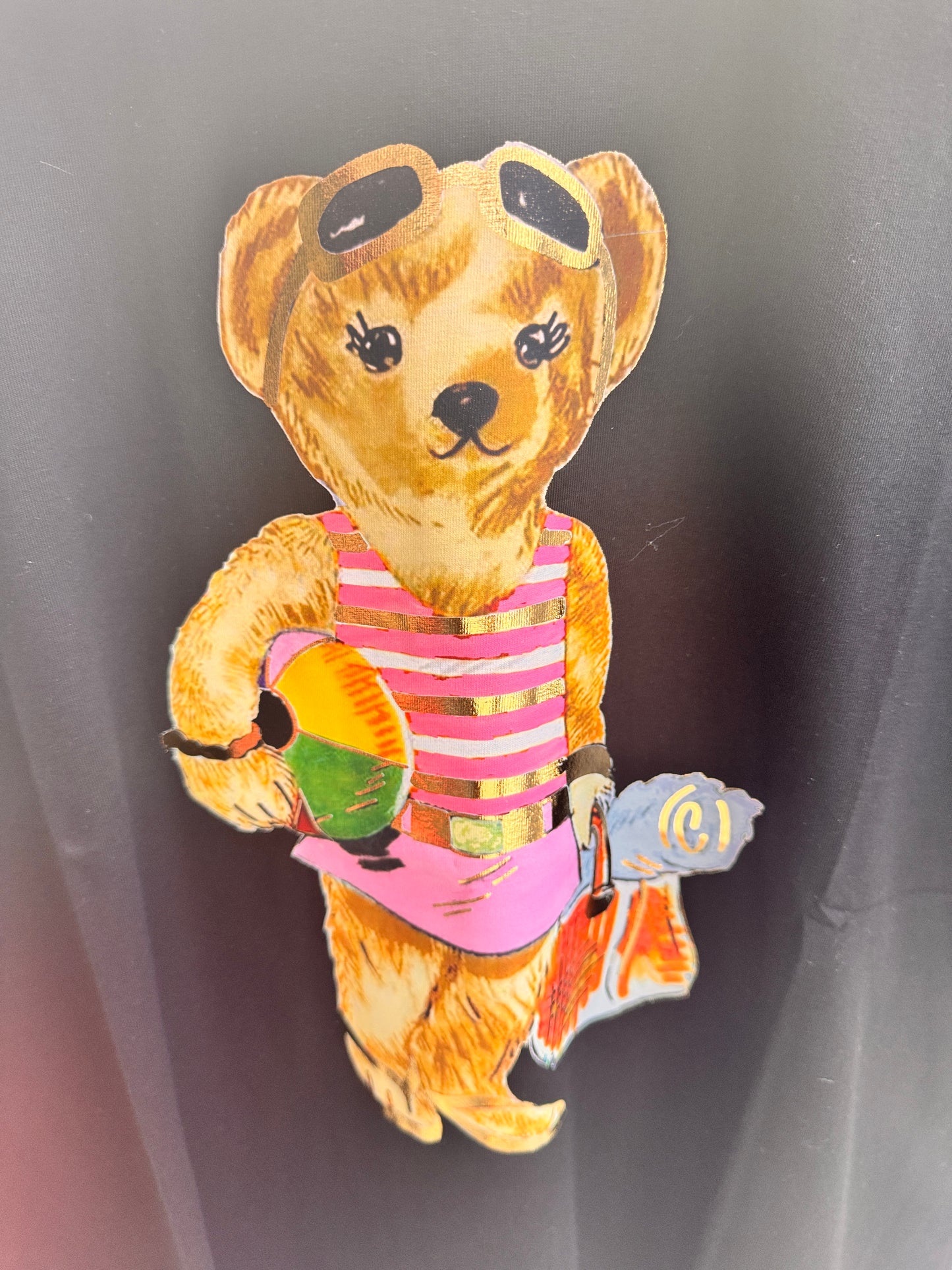 Beach Teddy Damen T-Shirt Schwarz | Sommer Shirt mit Teddybär Motiv | Oversize 38–42 🐻☀️