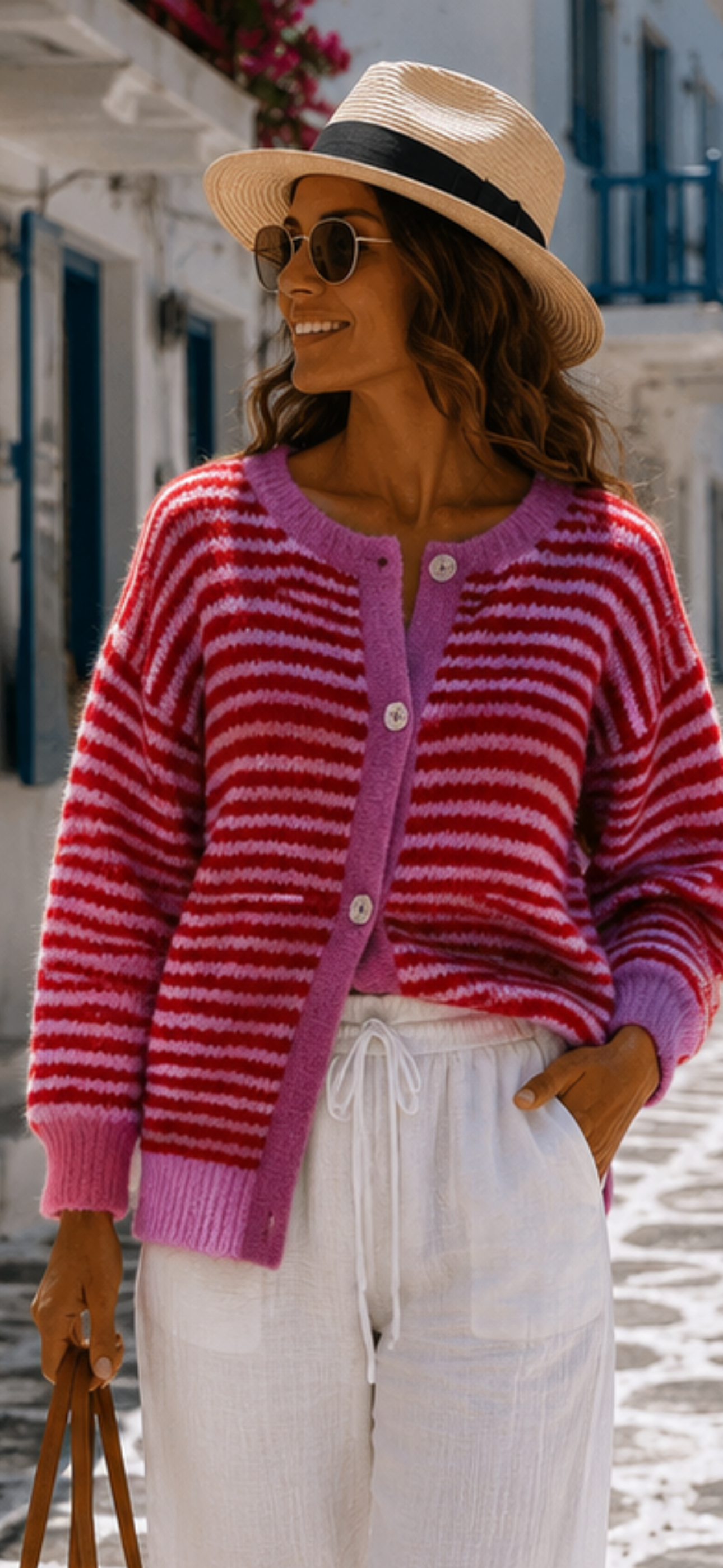 💖 Mykonos Candy – Luxus Cardigan in Pink & Rot 💖 38-42