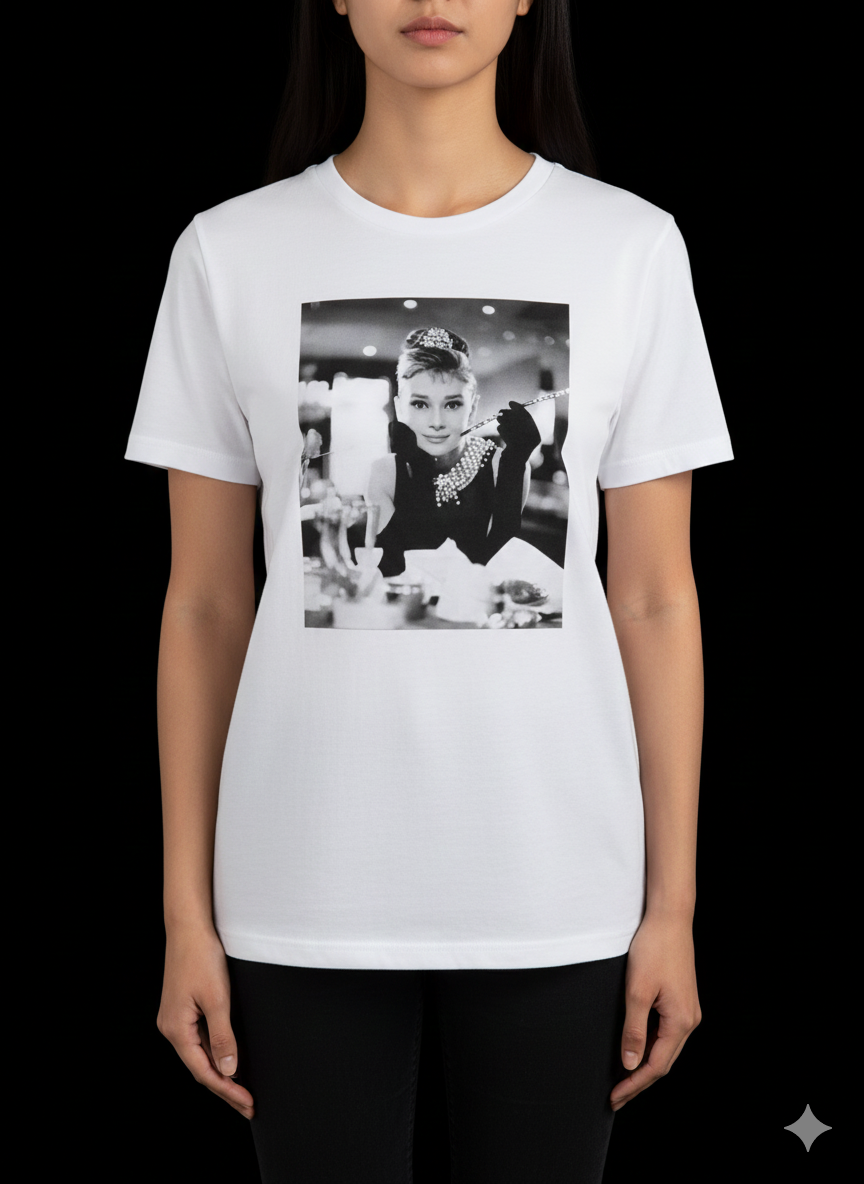 Damen T-Shirt Baumwollshirt in weiss mit Motiv "Classic Star"