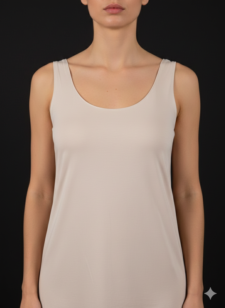 Damen Top – ärmellost 38-42 beige