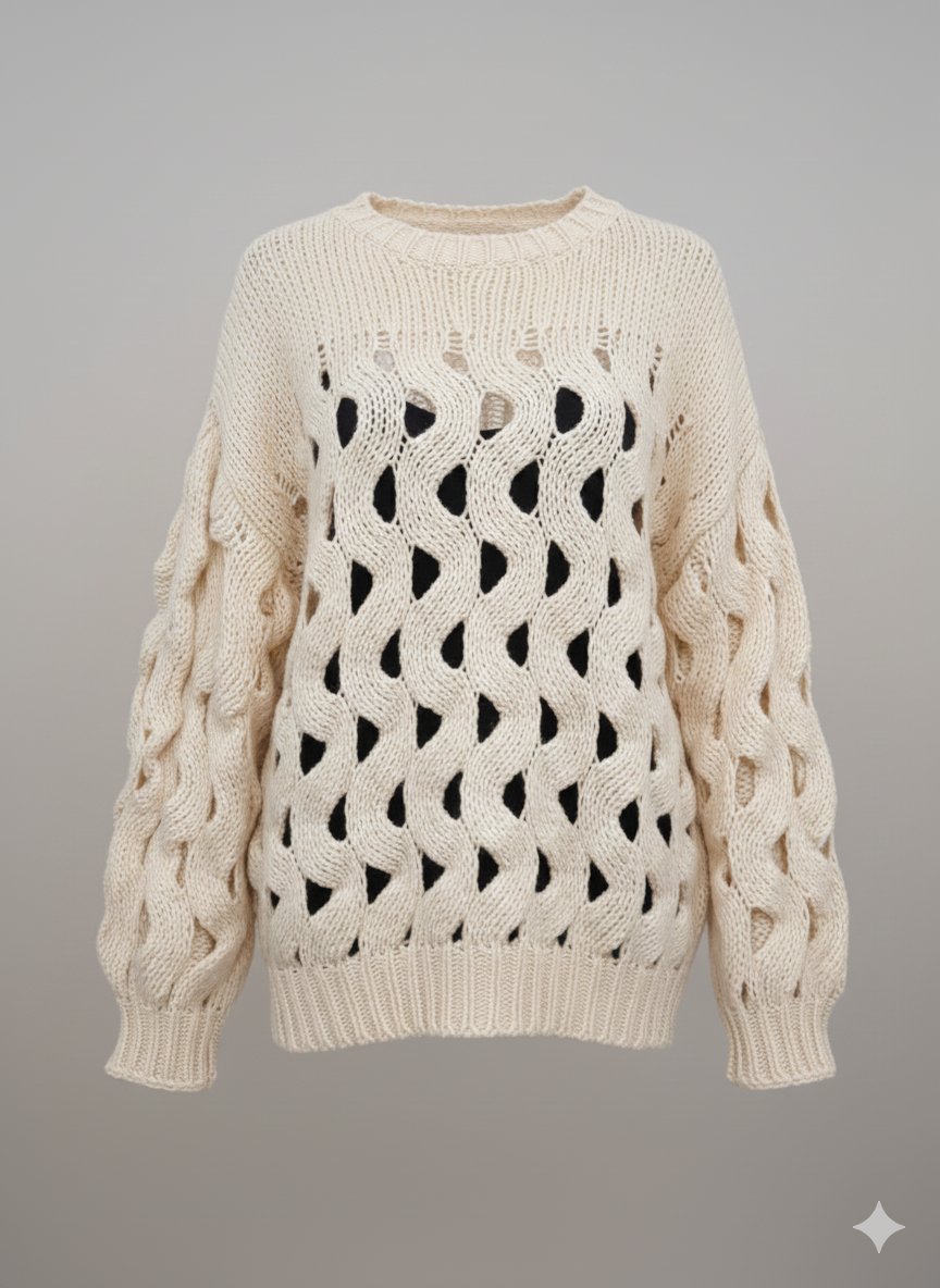 Damestrui, gebreide trui met een grove brei (maten 38-44)