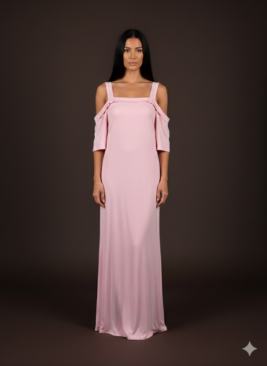 Damenkleid Off-Shoulder Midikleid – in Pink und Schwarz (38-42)