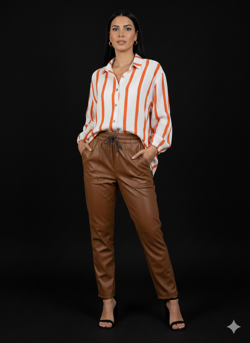 Damesblouse van mousseline, geschikt voor vrouwen met rondingen