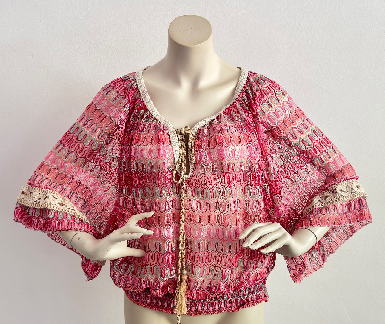 Boho Bluse Transparent Pink – Made in Italy, Einheitsgröße 38–42