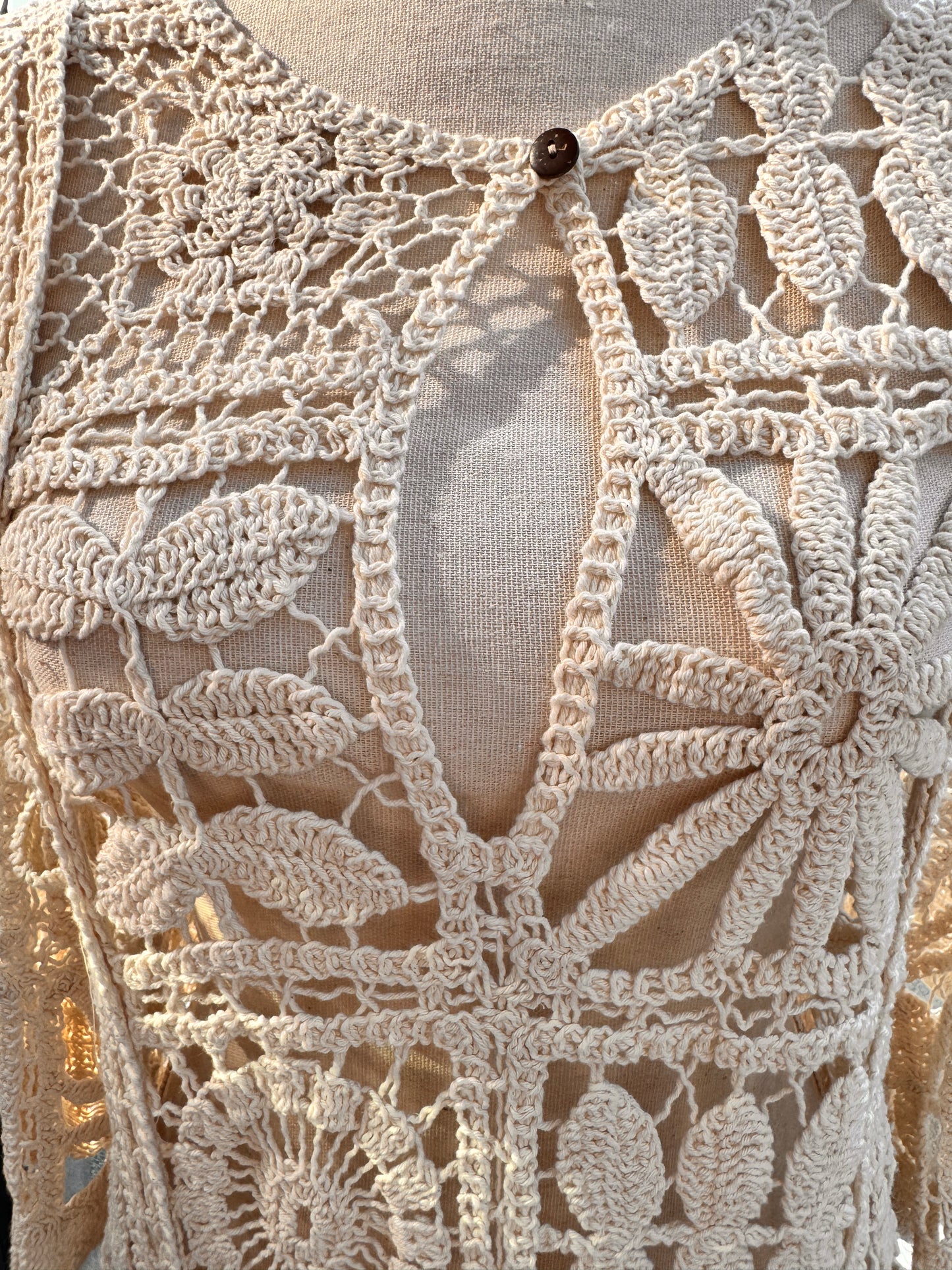 Ibiza Midi Dress for Women - Cotton Summer Dress with Crochet Pattern (38-42)