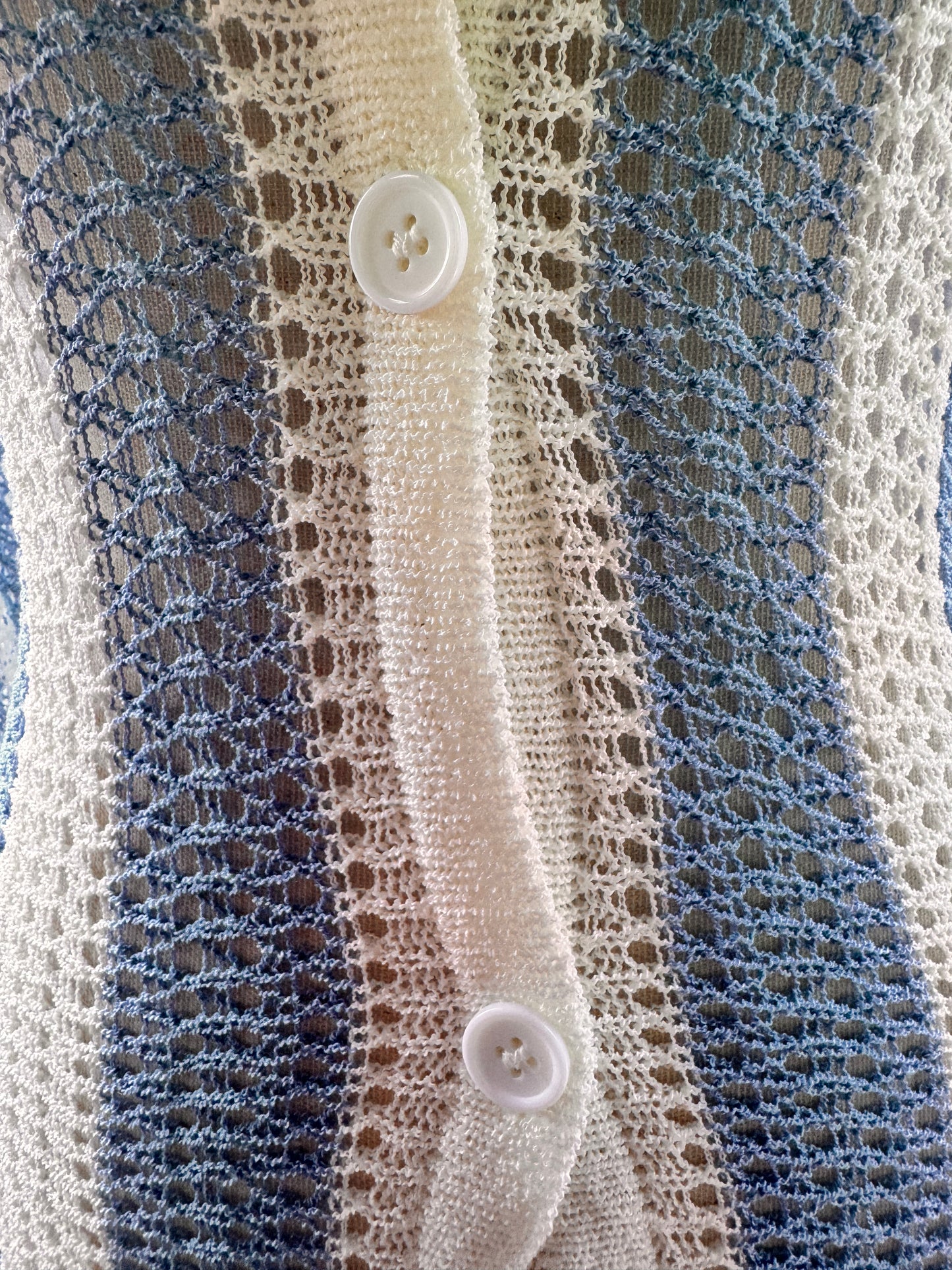 🌊 Coastal Chic Cardigan Knit Dress - Blue-White Crochet Look with Vacation Flair 34-38