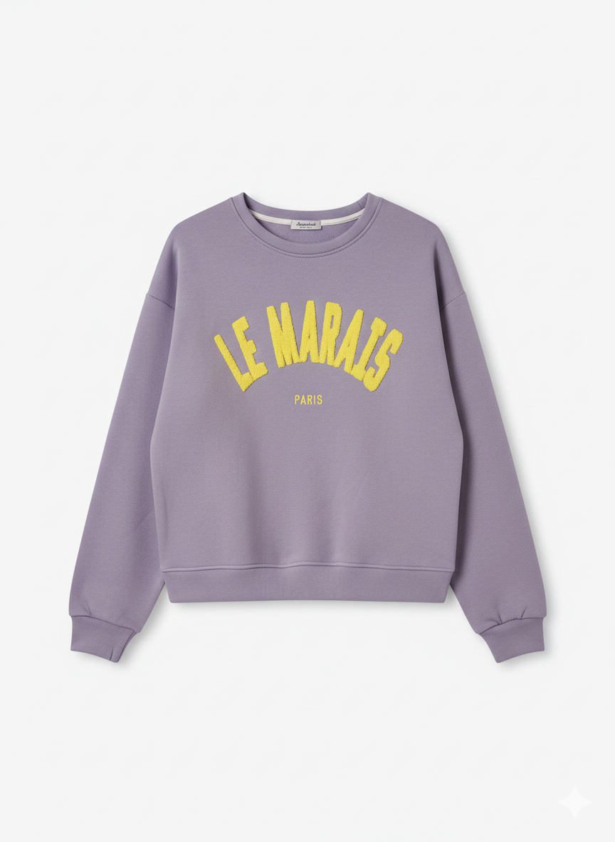 Damen Oversize Sweatshirt Neonfarben – Le Marais Paris Pullover mit 3D-Print | Trend Statement