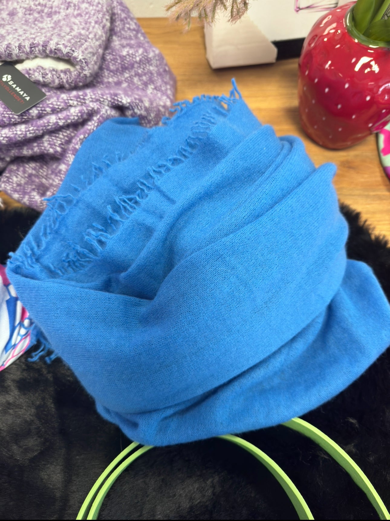 100 % Cashmere Schal in Blau