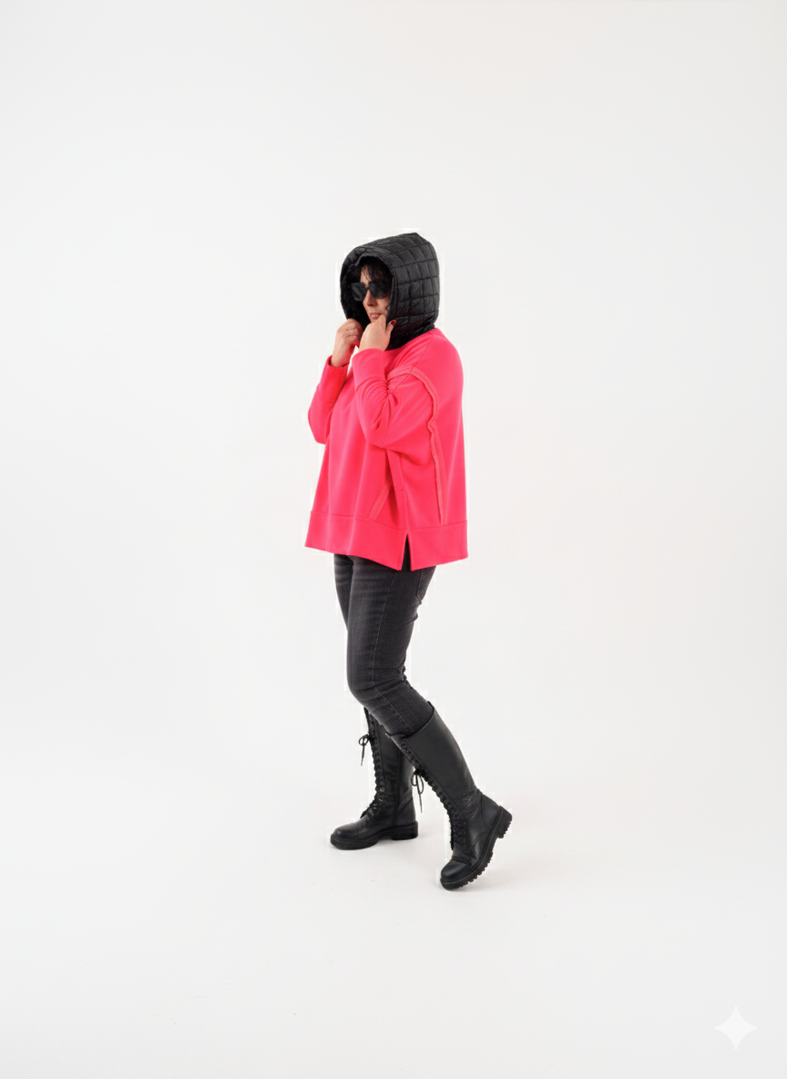 Oversize Hoodie Curvy Neonpink