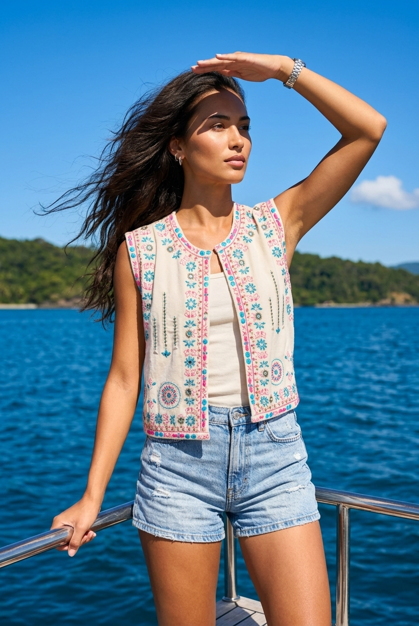 Elegant vest in fresh lime green
