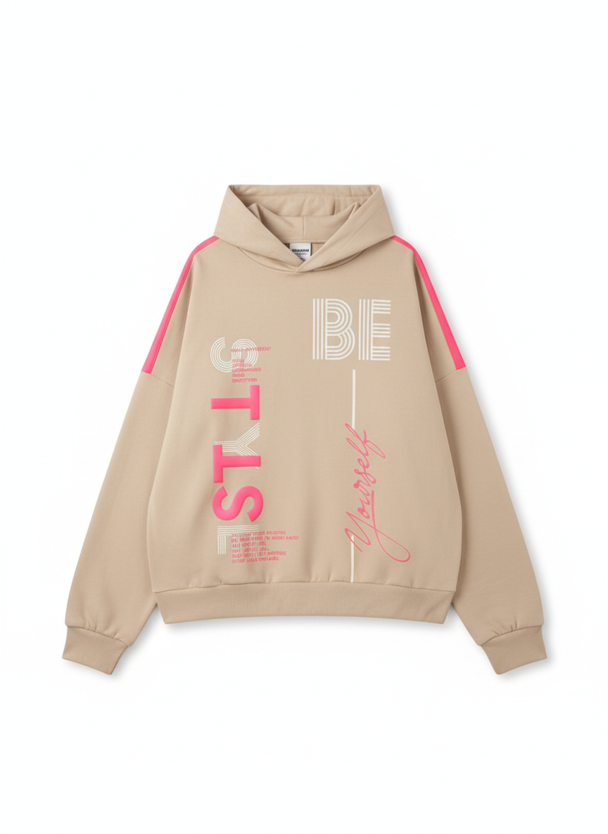 Dameshoodie met neonkleurige letters (maat 38-44)