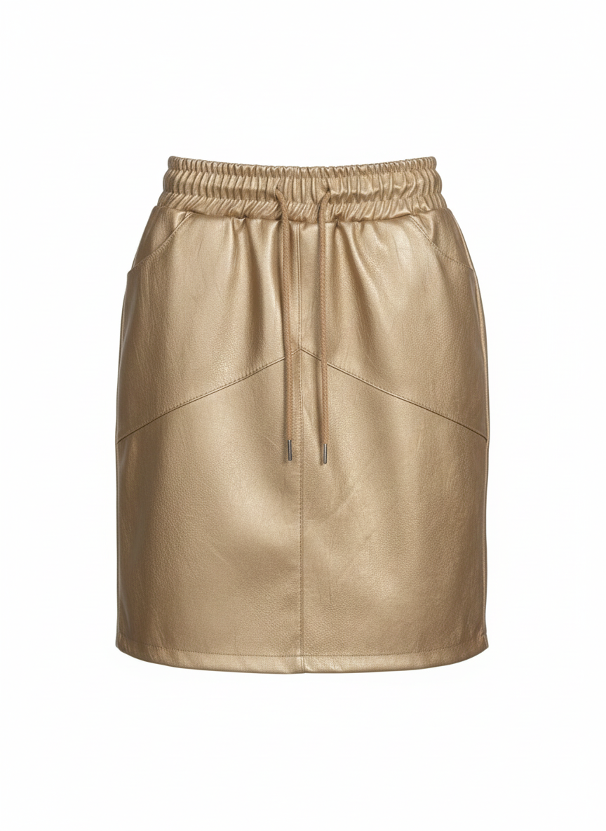 Rok met leerlook en elastische tailleband