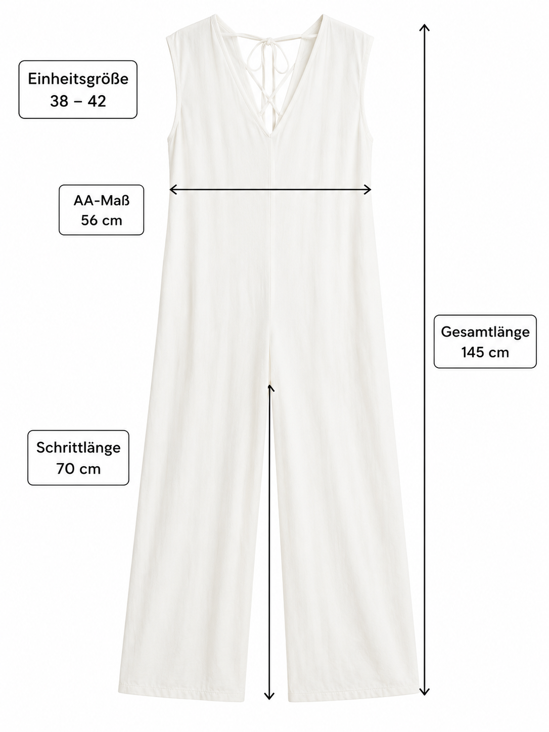 Boho Jumpsuit Damen – Luftiger Sommer Weiß (36-42)