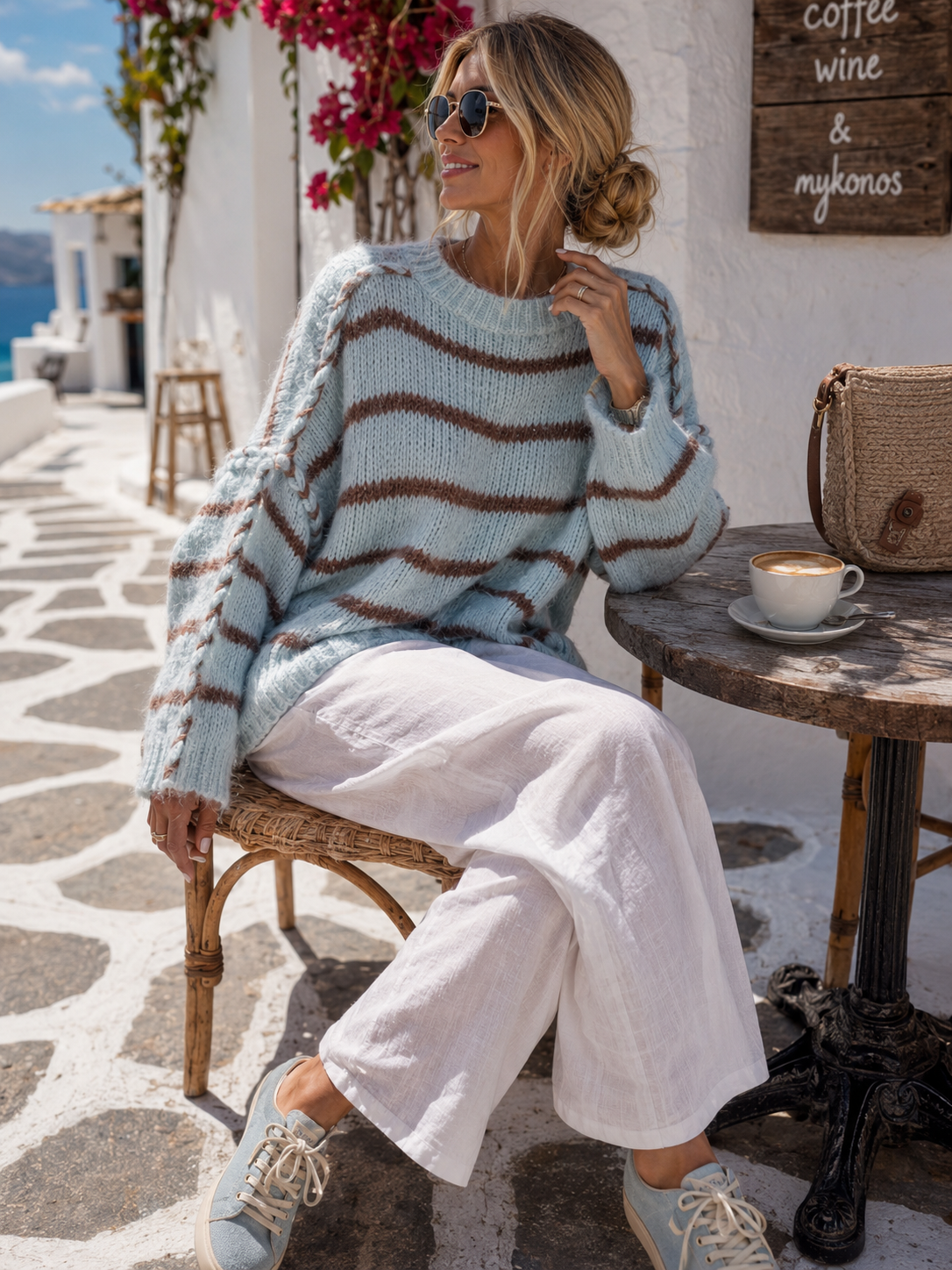 Women's Jumper Knitted Jumper Light Blue (38-42+)