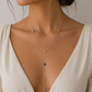 Damen Halskette Silber lang – doppellagige Layering Kette mit geometrischen Details | Eleganter Statement Schmuck