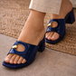 Damen Sandalen Blau mit Absatz & Gold-Detail – Elegante Sommerschuhe