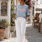 Damen T-Shirt Hellblau Spritz Aperol Print | Oversize 38–42 | Sommer Shirt mit Cocktail Rezept Rückenprint