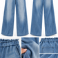 Damen Lyocell Hose Mittelblau – Weite Jeansoptik Sommerhose mit Gummibund – Gr. 38–42+