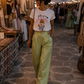 💚 Lime Glow Cut-Out Damen Hose – Sommerhose in Limettengrün mit Hüftdetails 💚